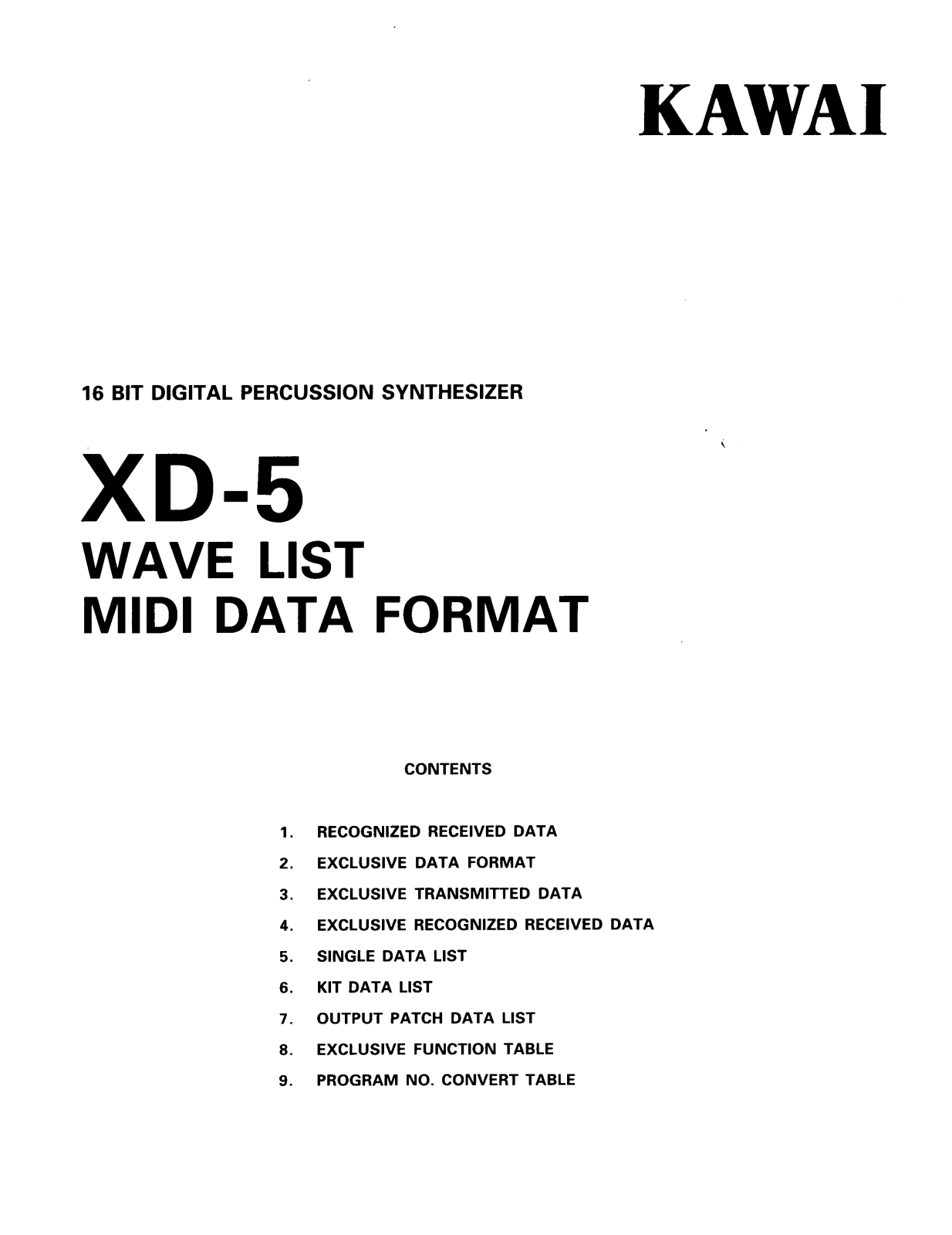 Kawai XD-5 Wave List