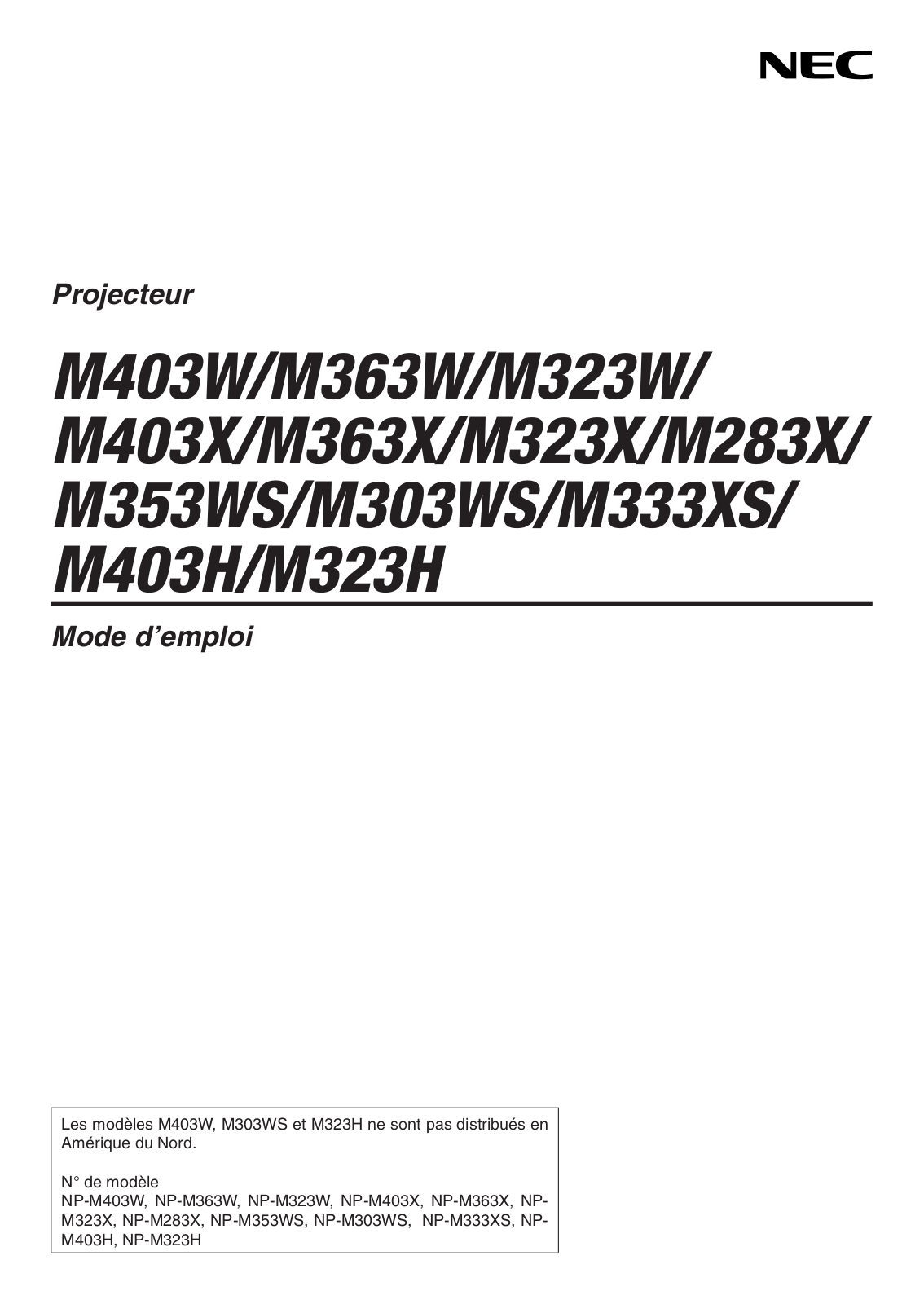 NEC M323W User Manual