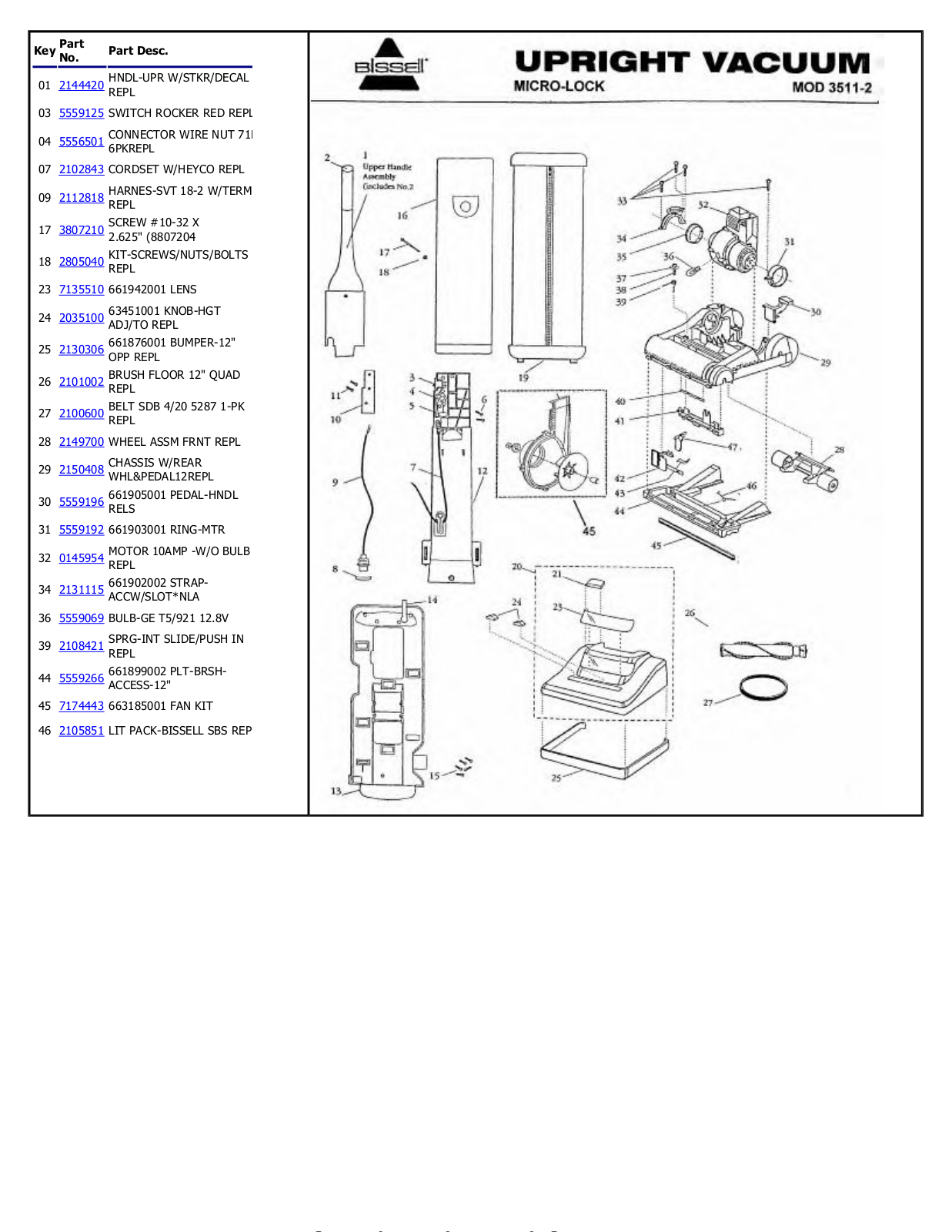 Bissell 3511-2 Upright Owner's Manual