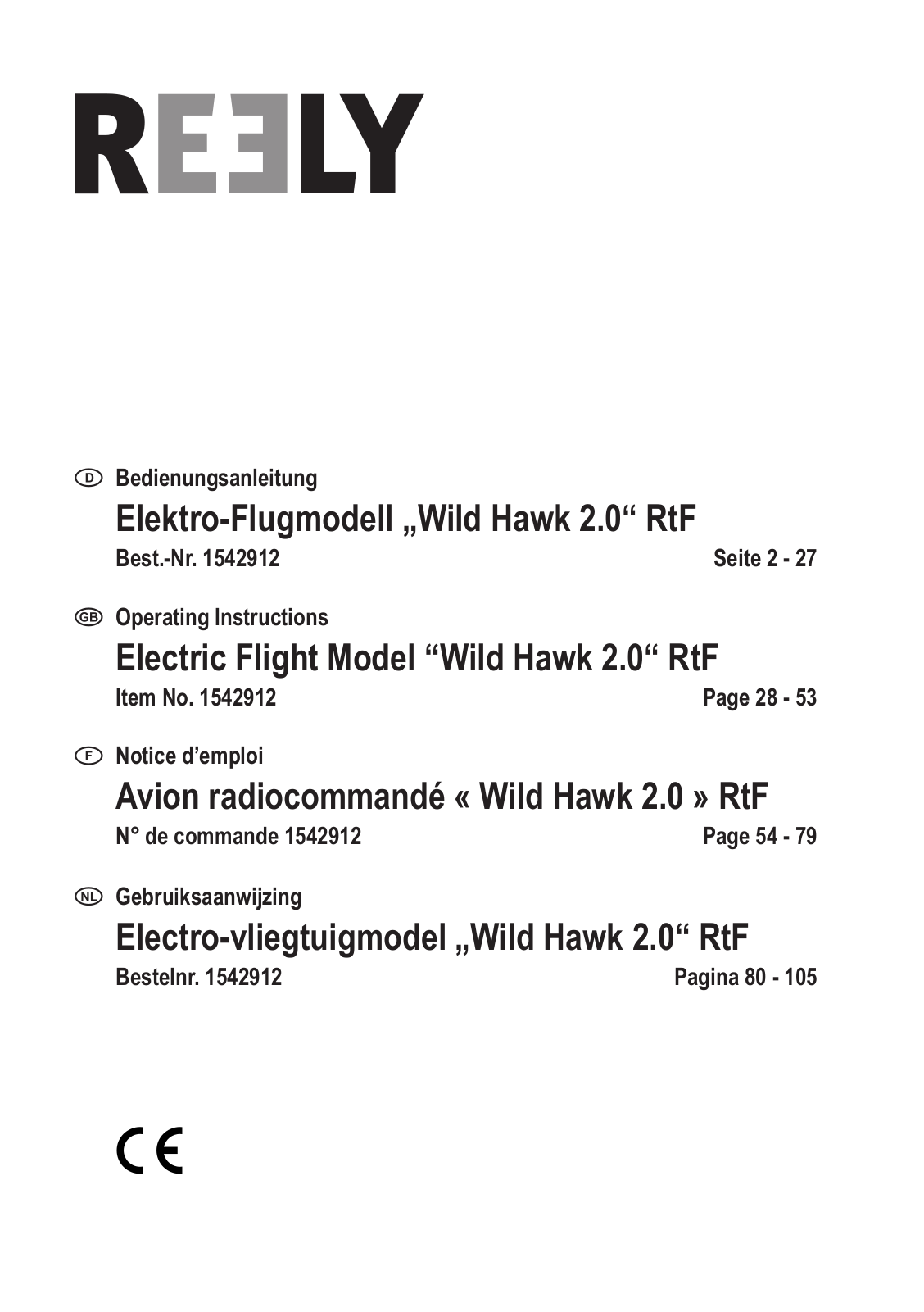 Reely Wild Hawk 2.0 User manual