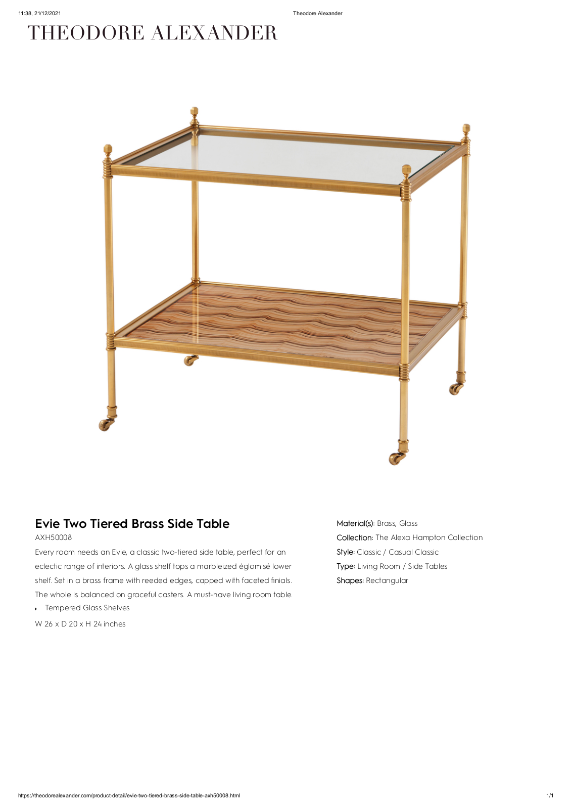 Theodore Alexander FPLJ3567 Specifications - ManualMachine.com