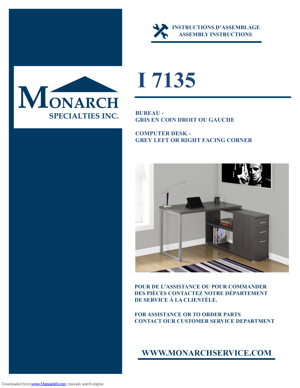 Monarch Specialties I 7135 Assembly Instructions Manual