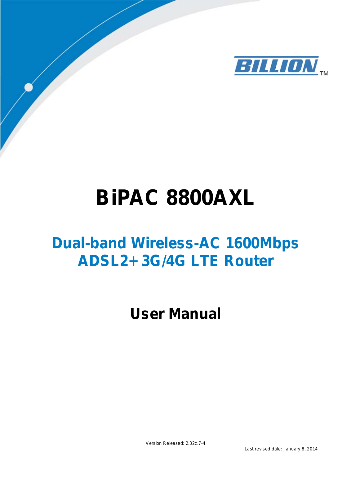 Billion BiPAC 8800AXL User Manual