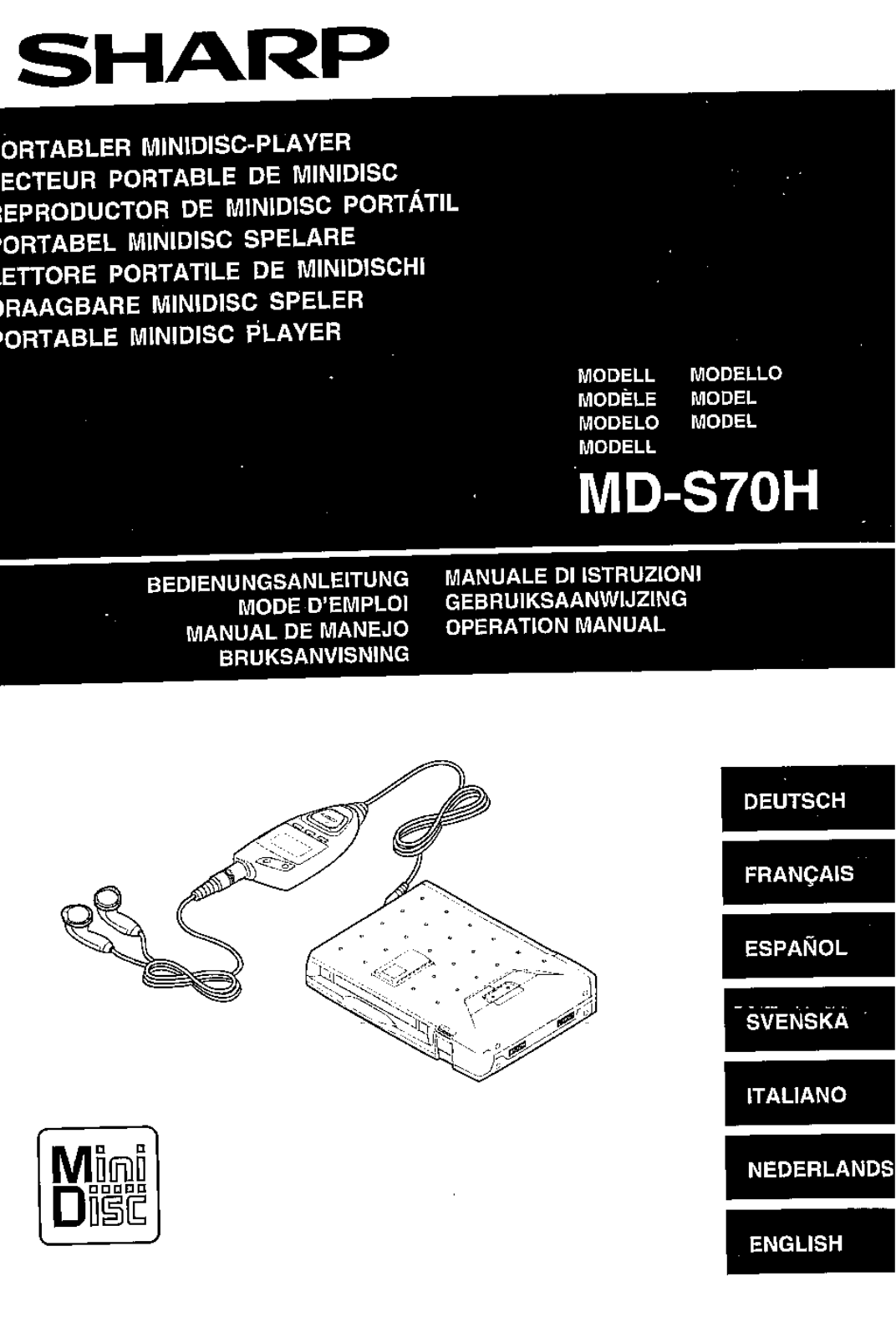 Sharp MD-S70H User Manual