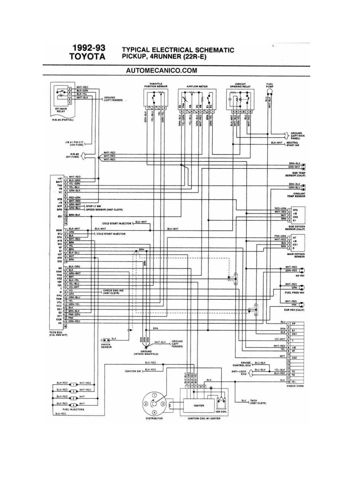 Toyota Pick UP 22R 9-9 D22R9 Diagram