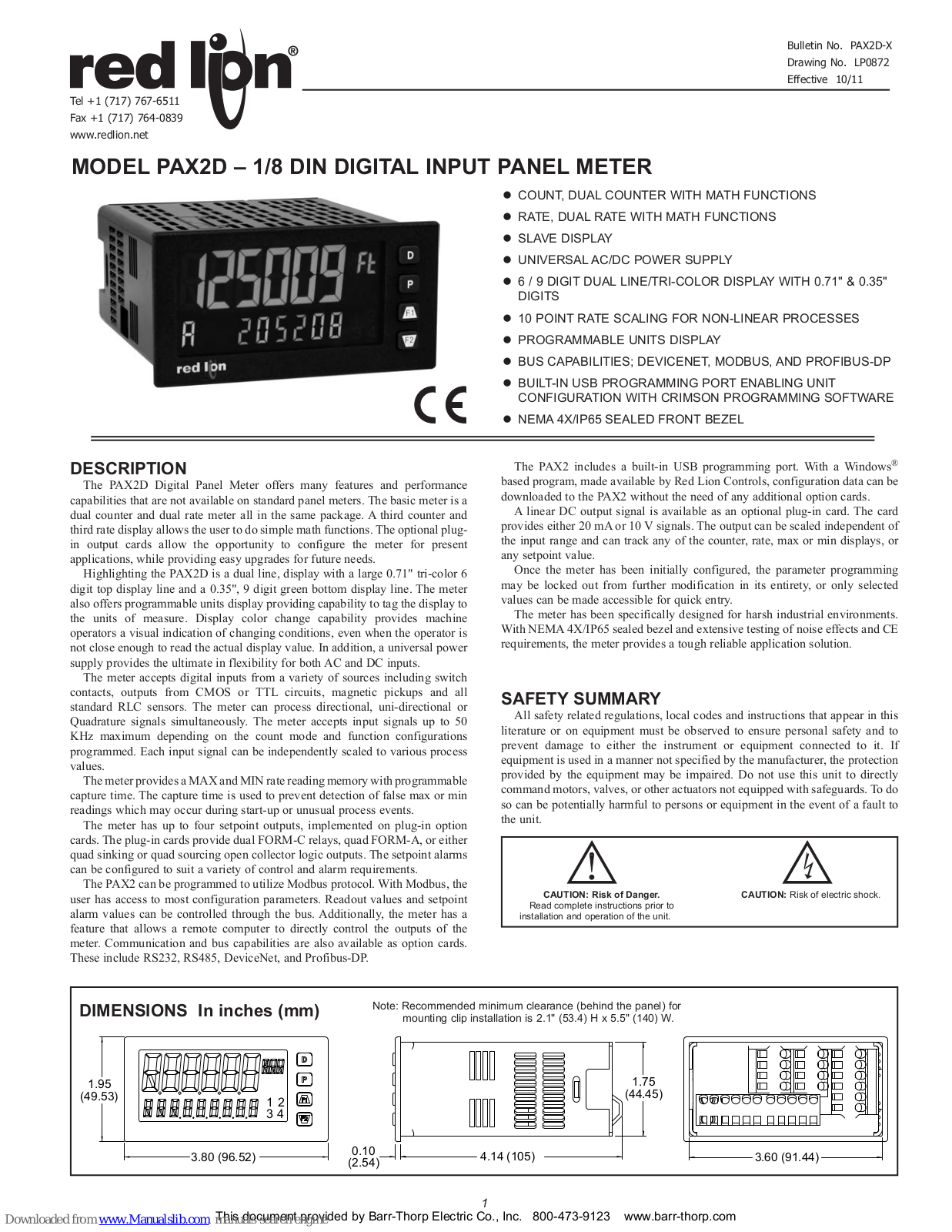 red lion PAX2D, PAX2D000 User Manual