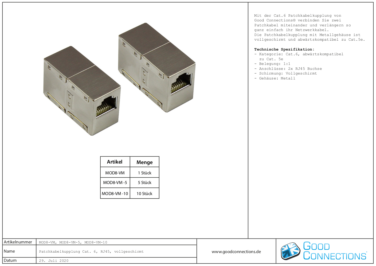 GOOD CONNECTIONS MOD8-VM Datasheet - ManualMachine.com
