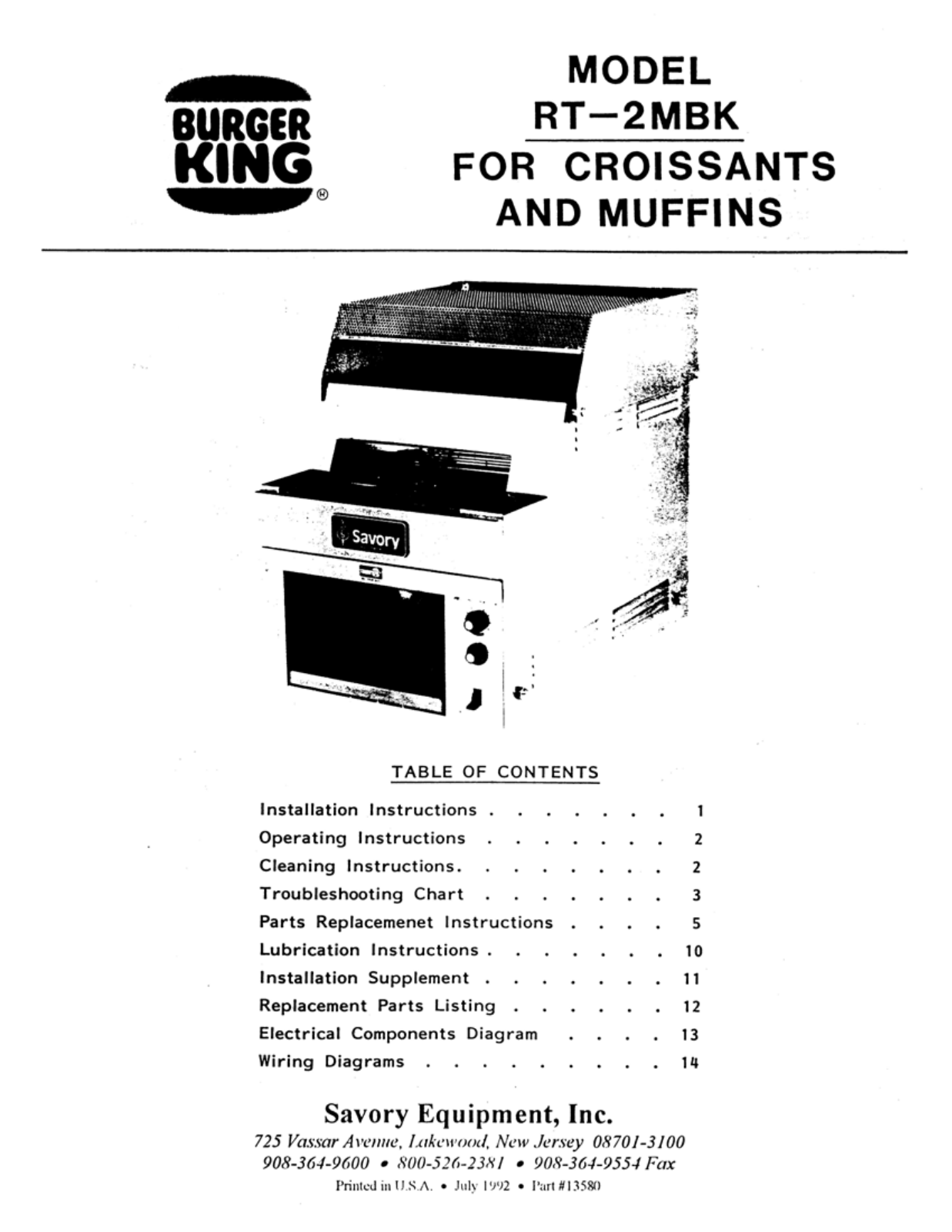 Merco RT-2MBK Service Manual