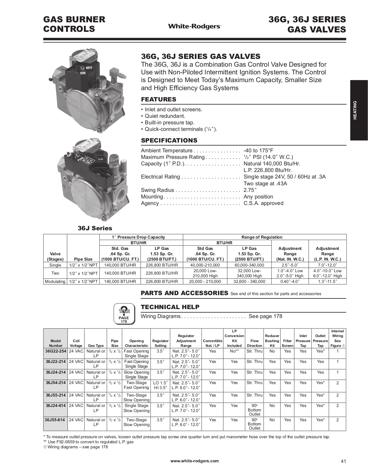 White Rodgers 36G22-254 Catalog Page