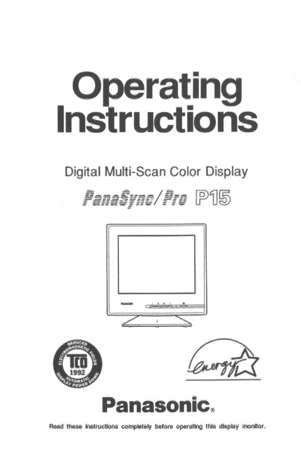 Panasonic P15 User Manual