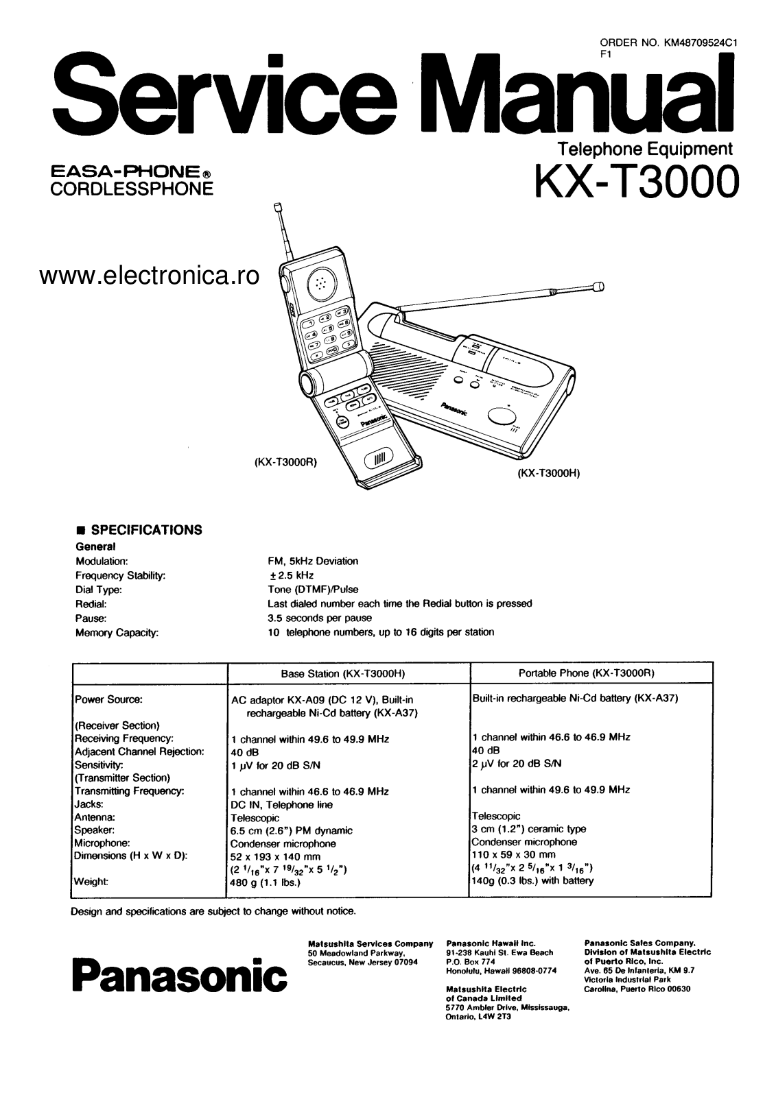 Panasonic KX-T3000R Service Manual