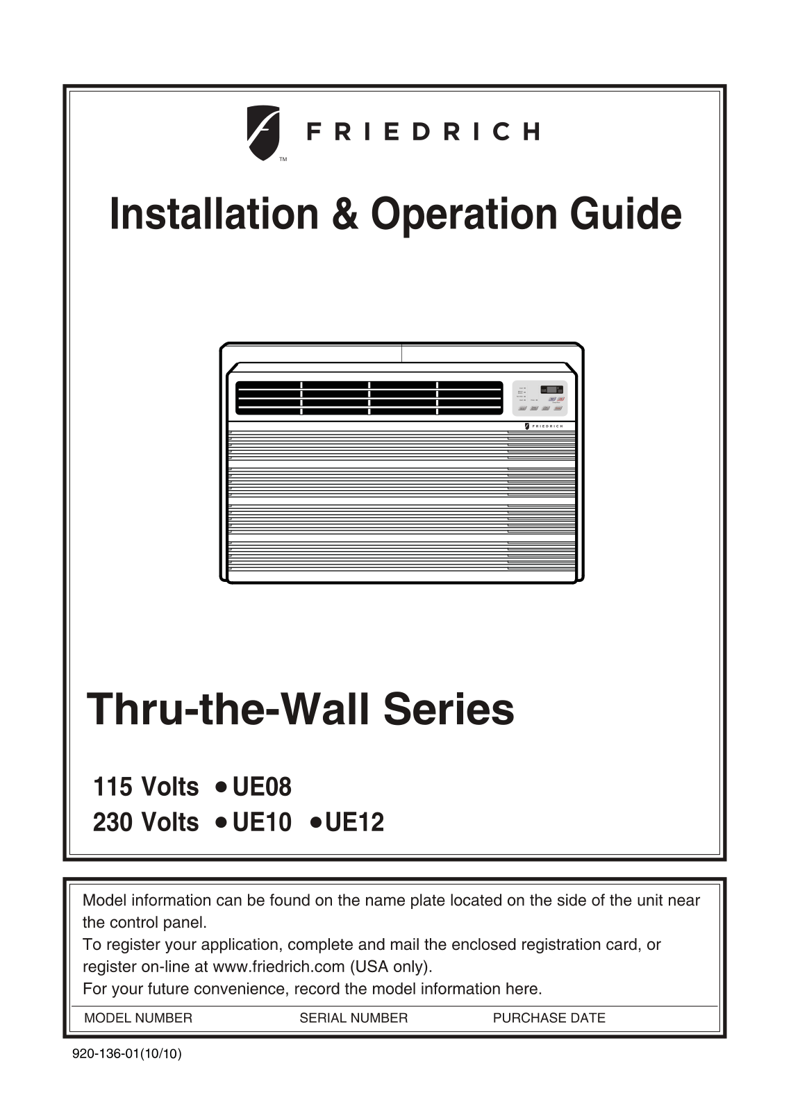 Friedrich US12C30 Installation Guide - ManualMachine.com
