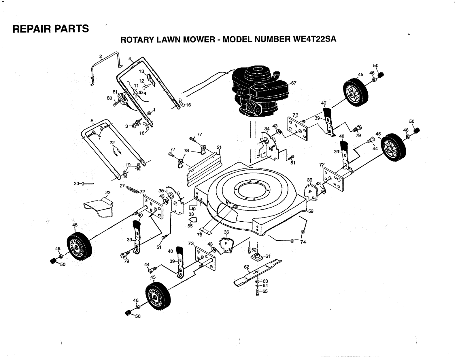 AYP WE4T22SA Parts List