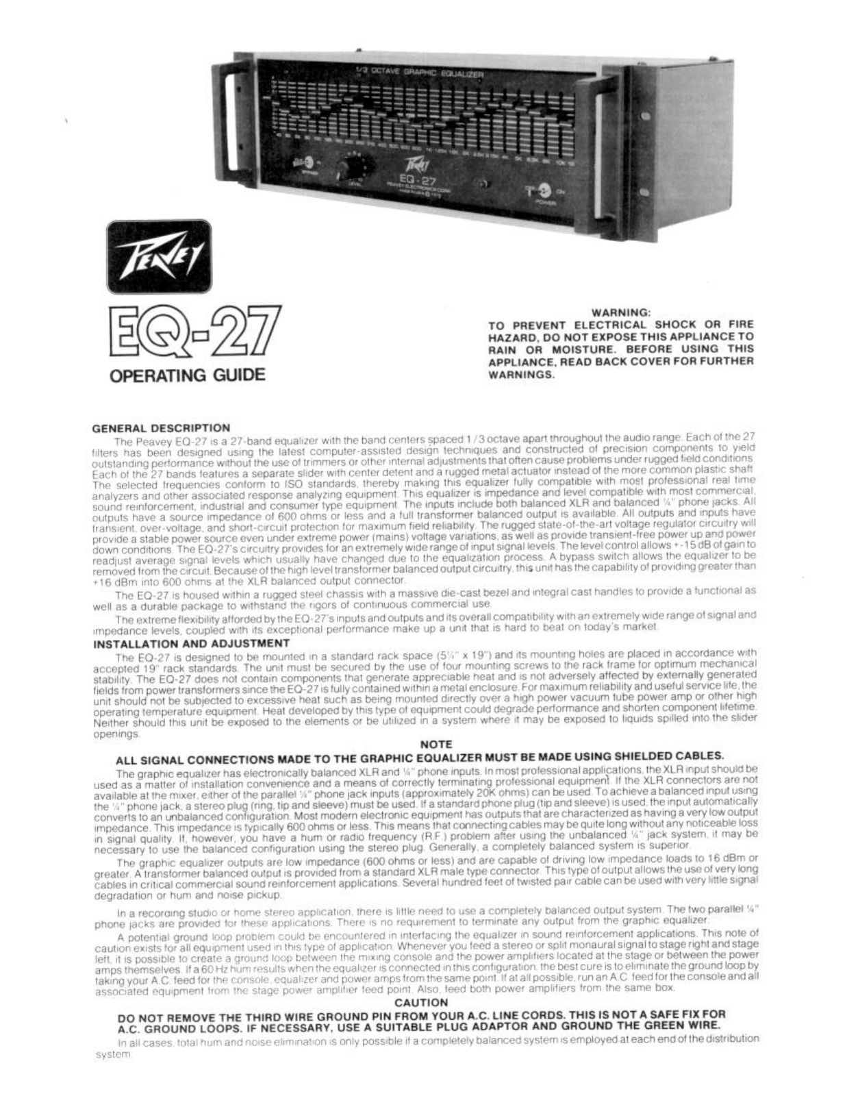 Peavey EQ-27 User Manual