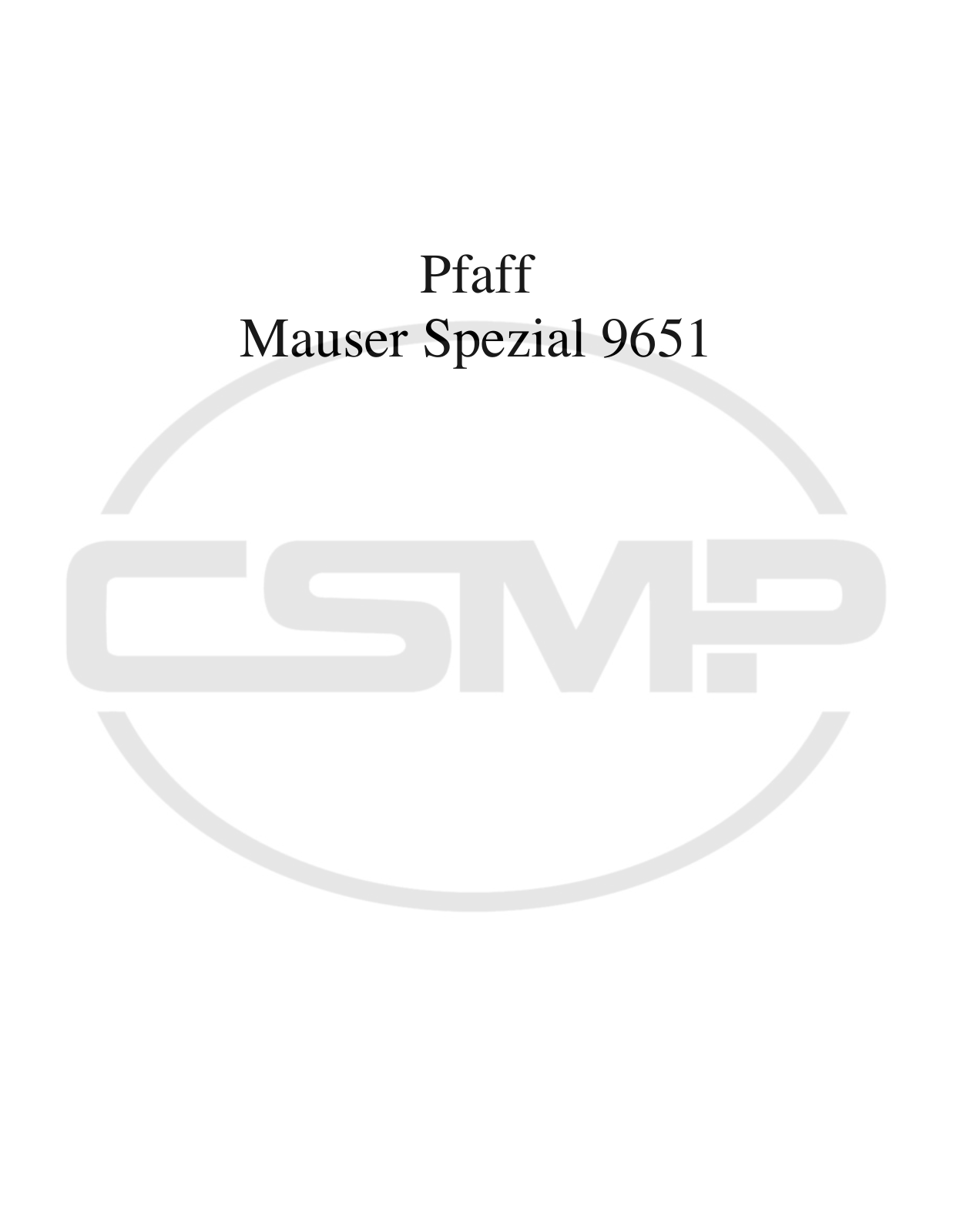 Mauser Special 9651 Parts Book