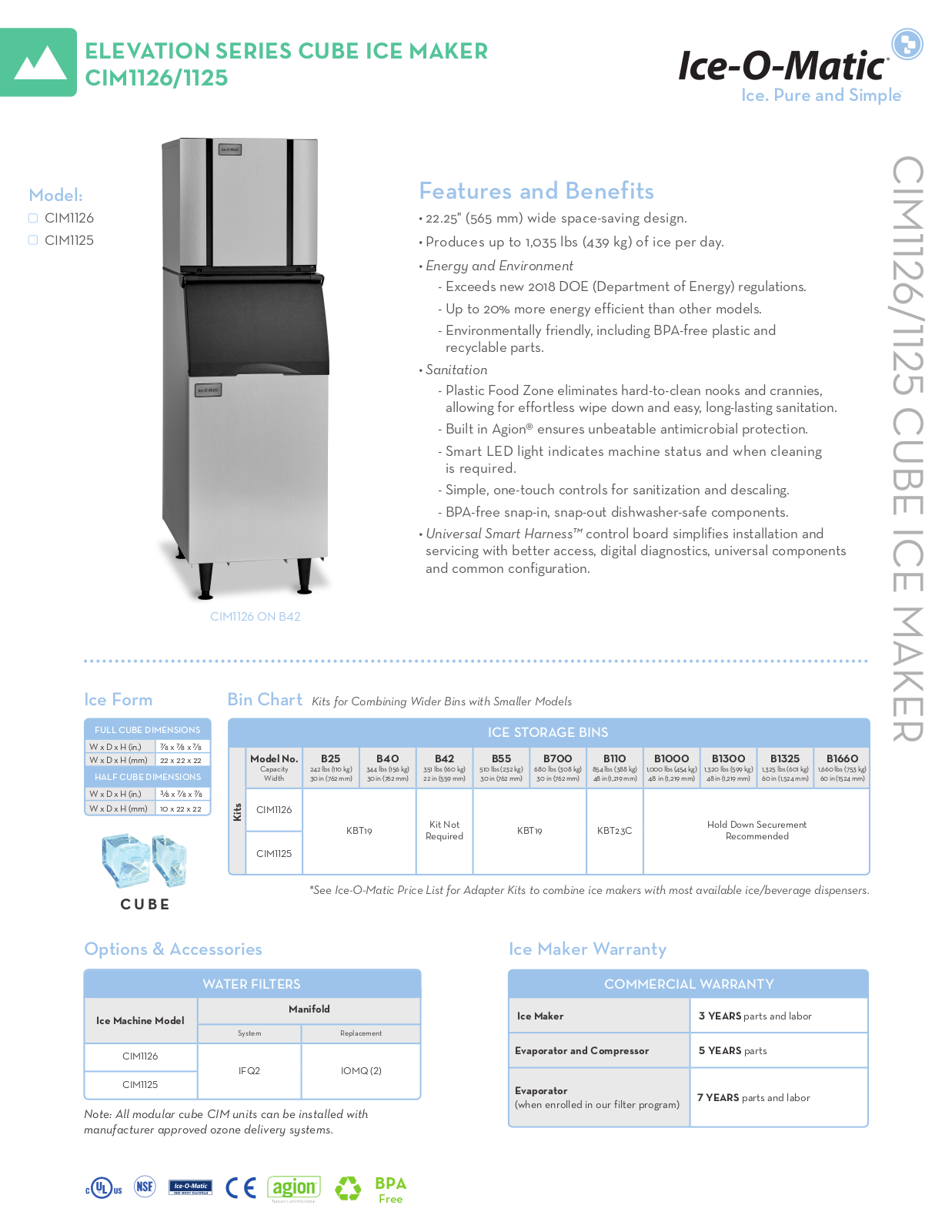 Ice-O-Matic CIM1126HW Specifications