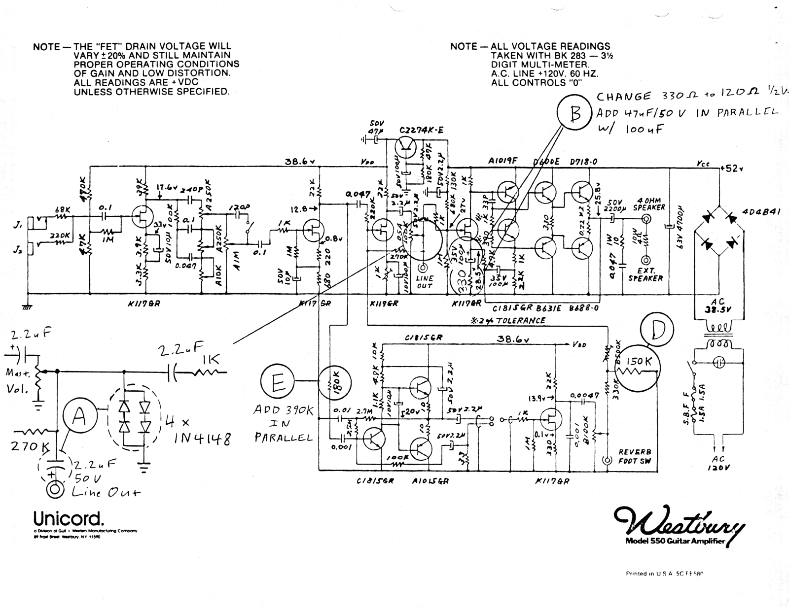 Westbury 550 schematic