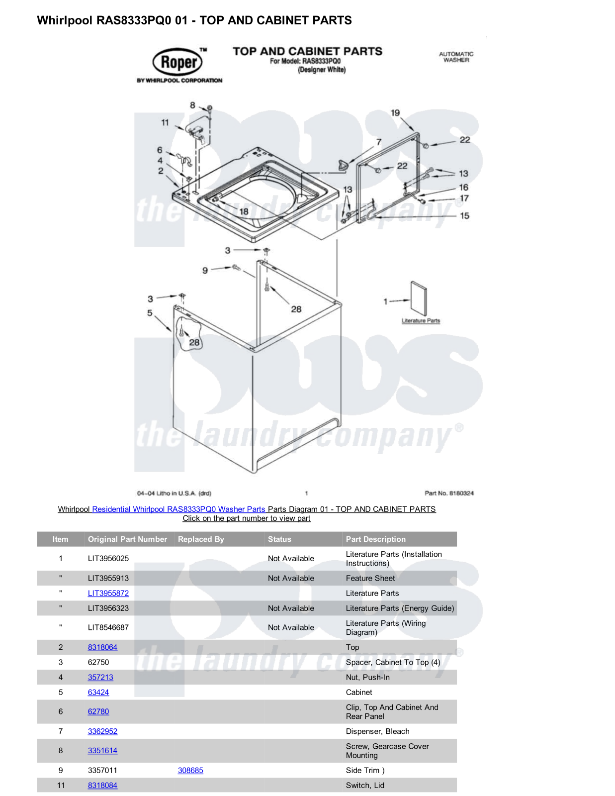 Whirlpool RAS8333PQ0 Parts Diagram