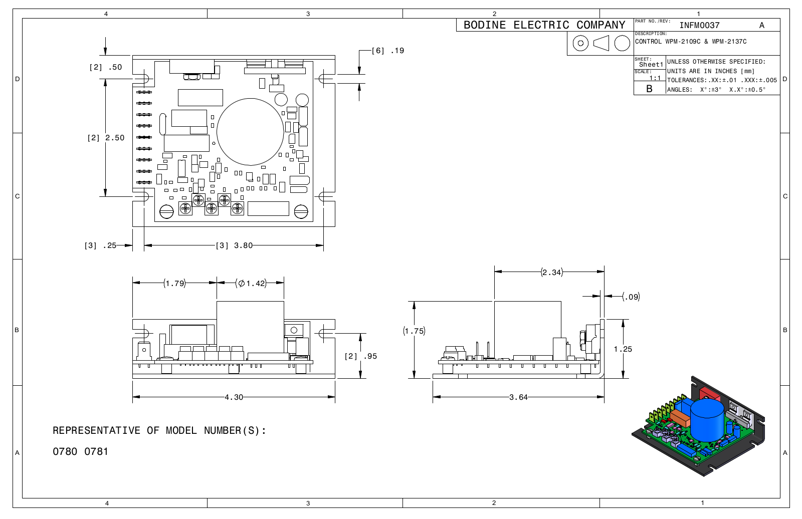 Bodine 0780, 0781 Reference Drawing