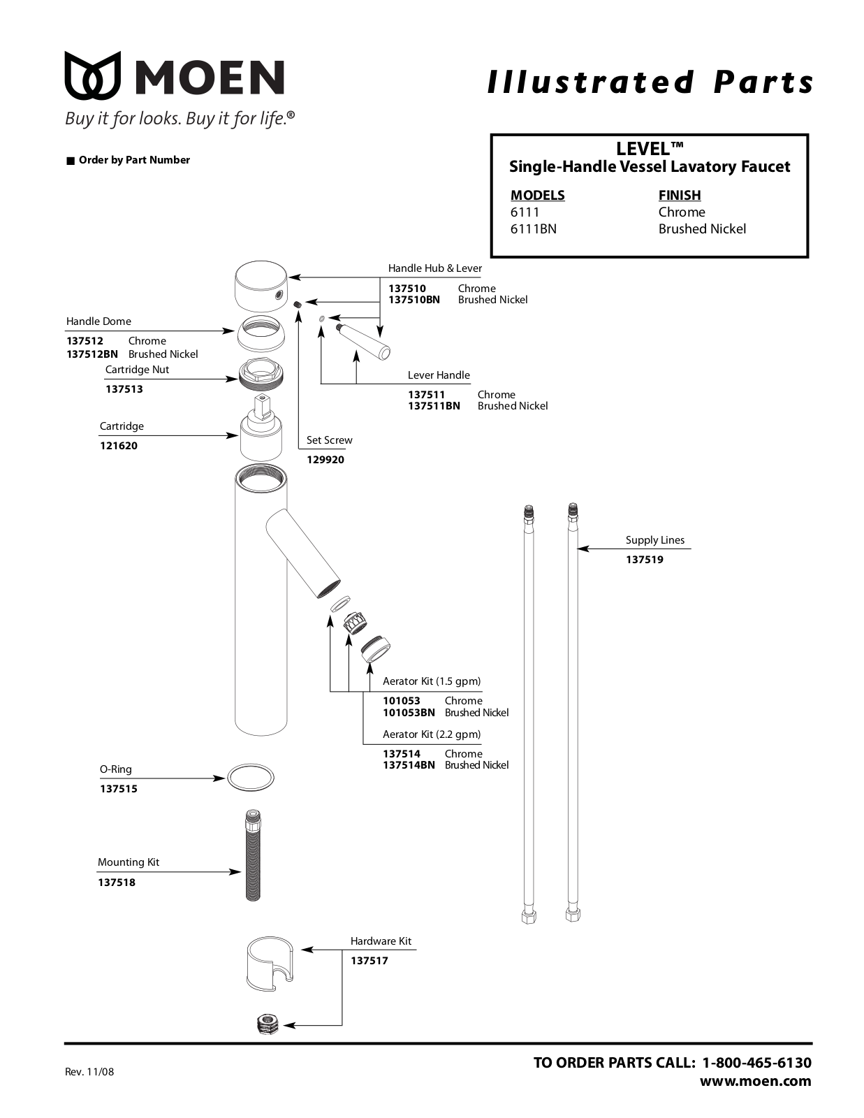 Moen 6111BN User Manual