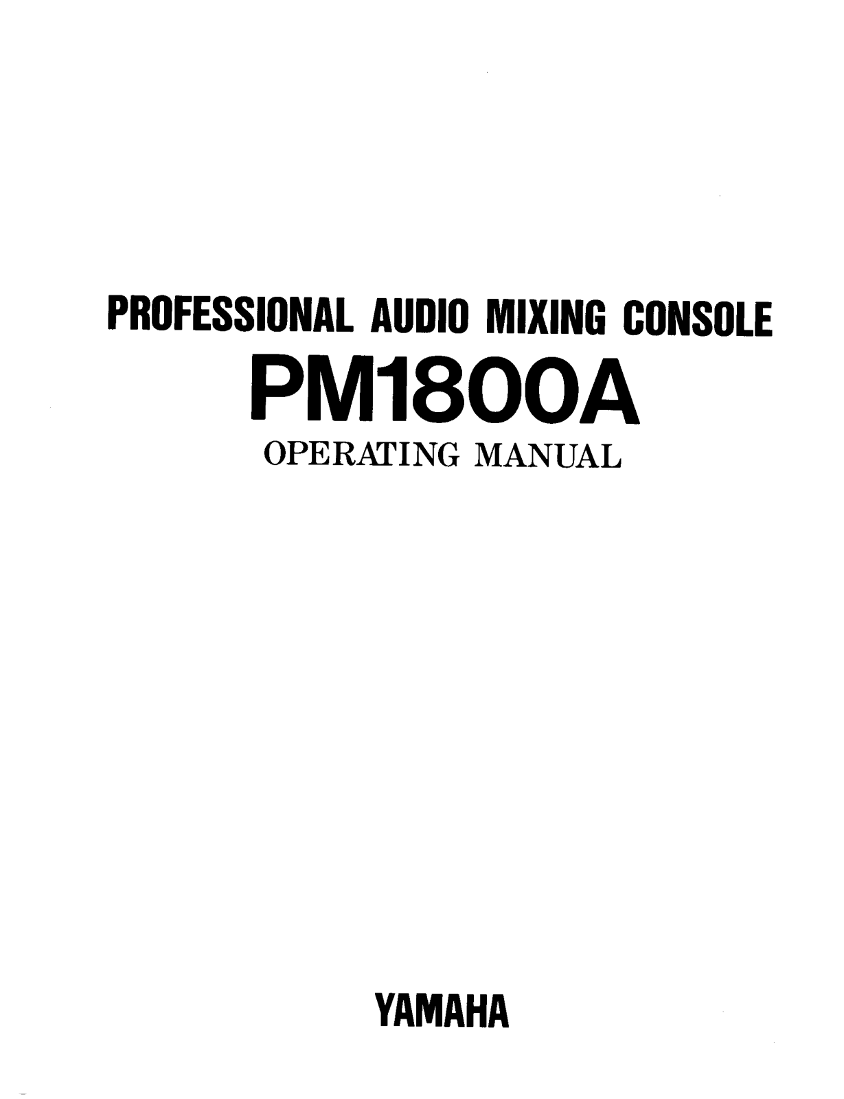 YAMAHA PM1800A User Manual