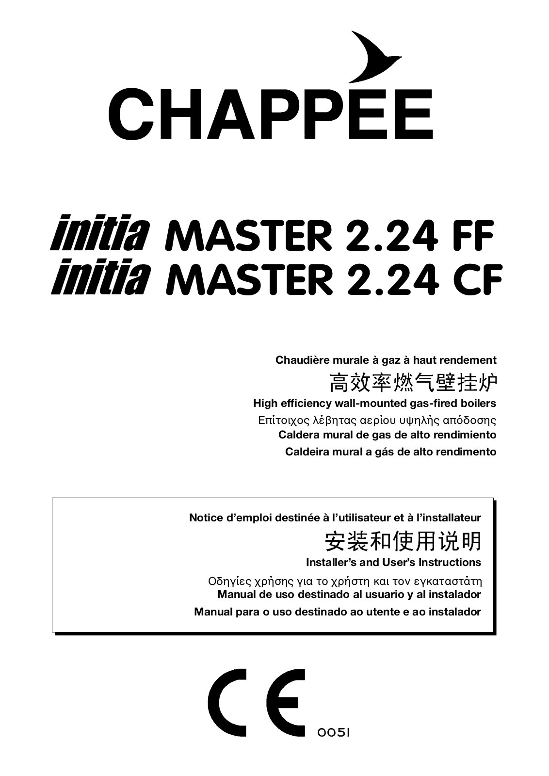 Chappee initia MASTER 2.24 FF, initia MASTER 2.24 CF Installers And Users Instructions