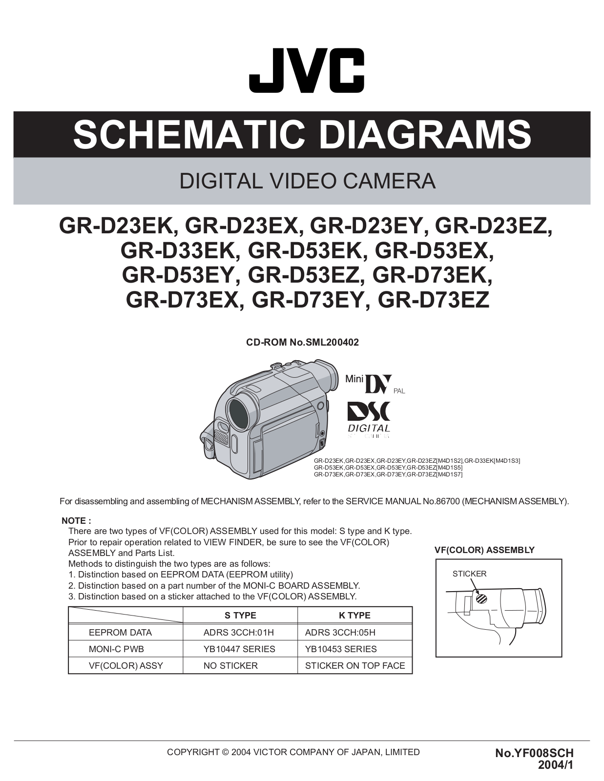 JVC GR-D73E, GR-D23E Diagram