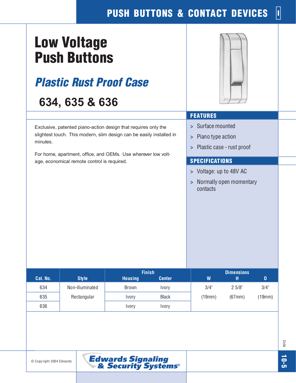 Edwards Signaling 634, 635, 636 Catalog Page