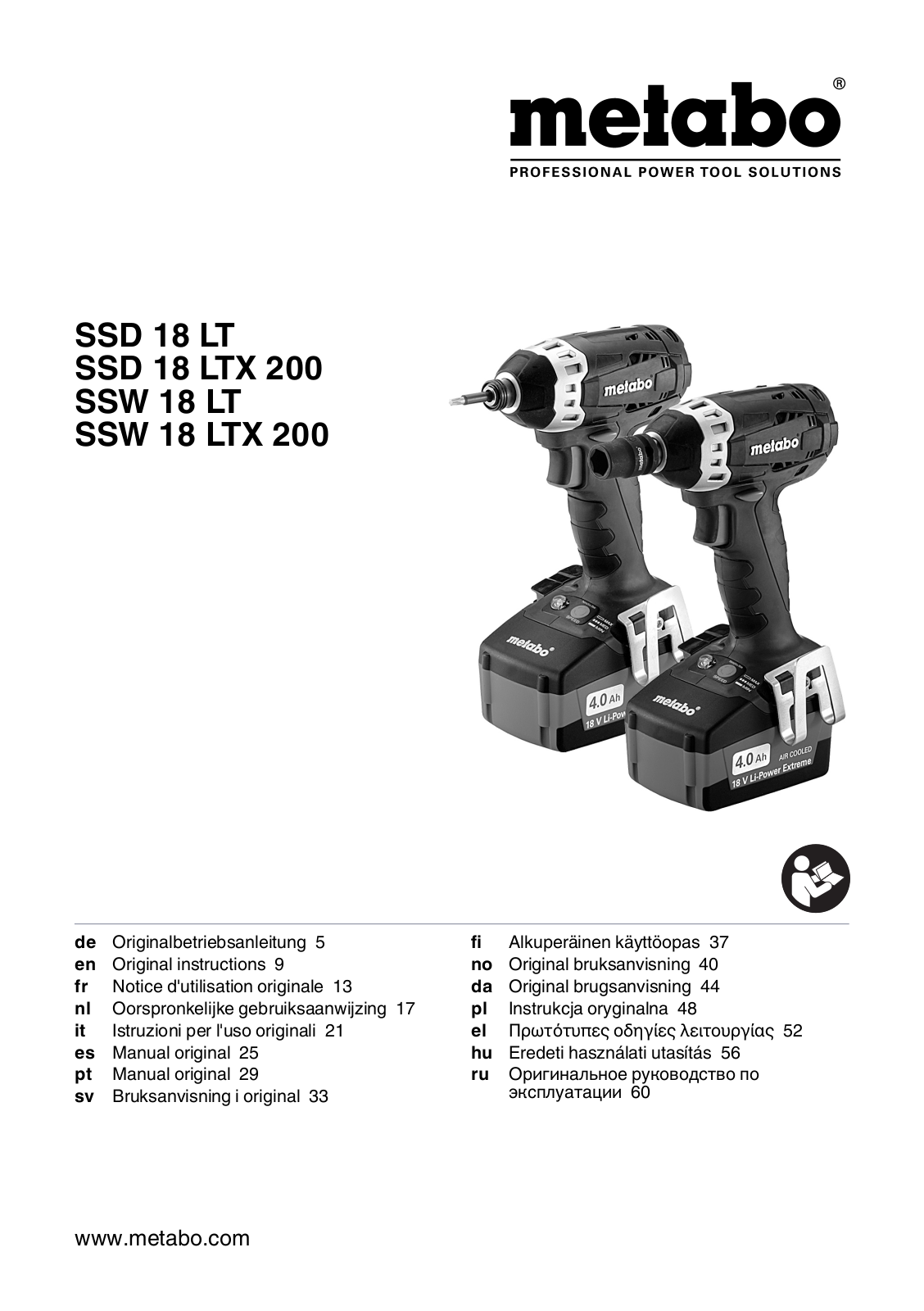 Metabo SSD 18 LTX 200 operation manual