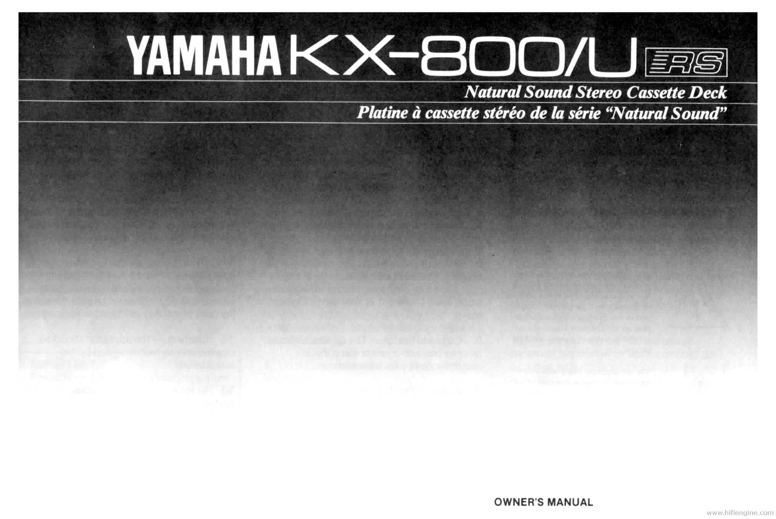 Yamaha KX-800, KX-800-U Owners Manual