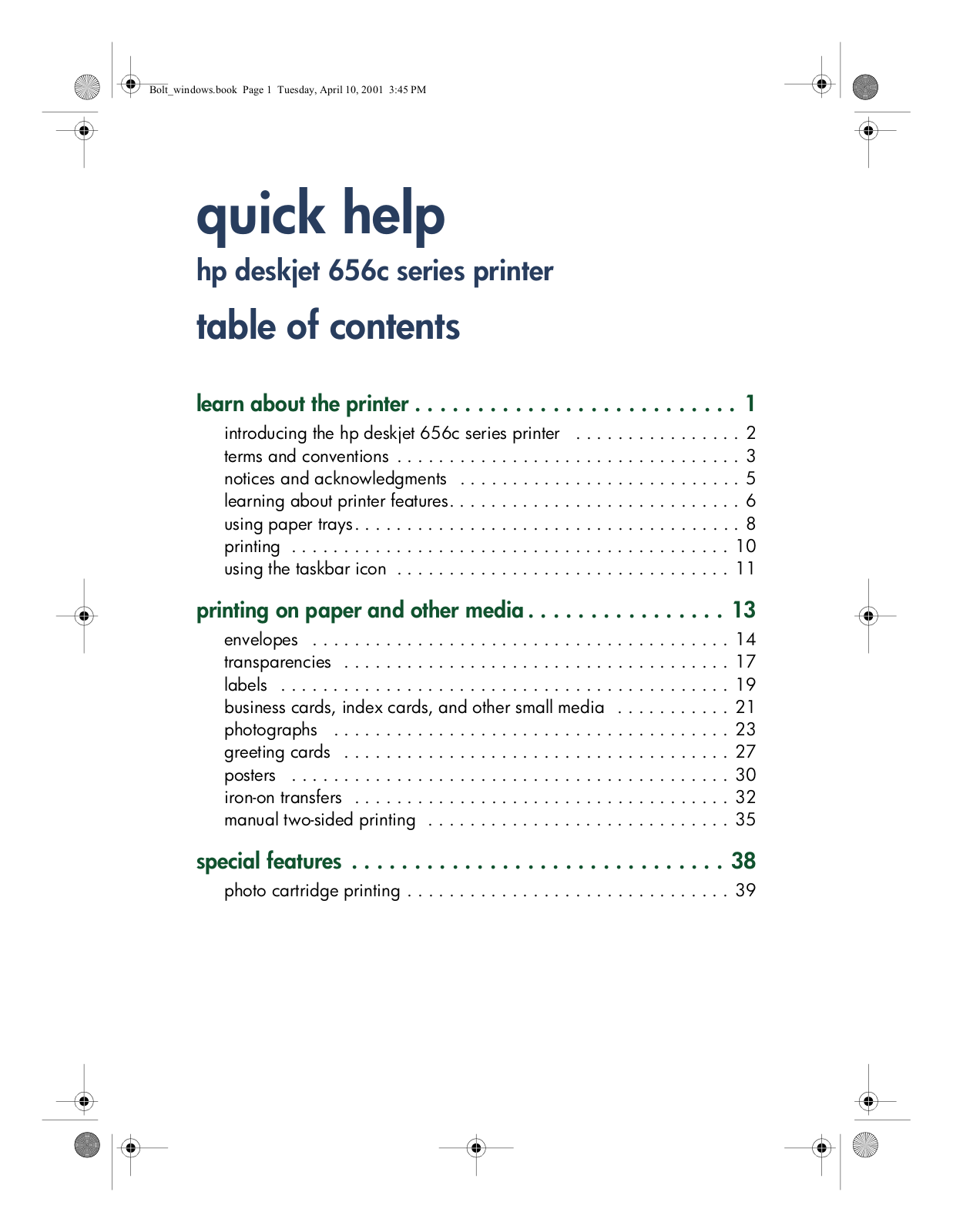 HP DeskJet 656C Quick Guide