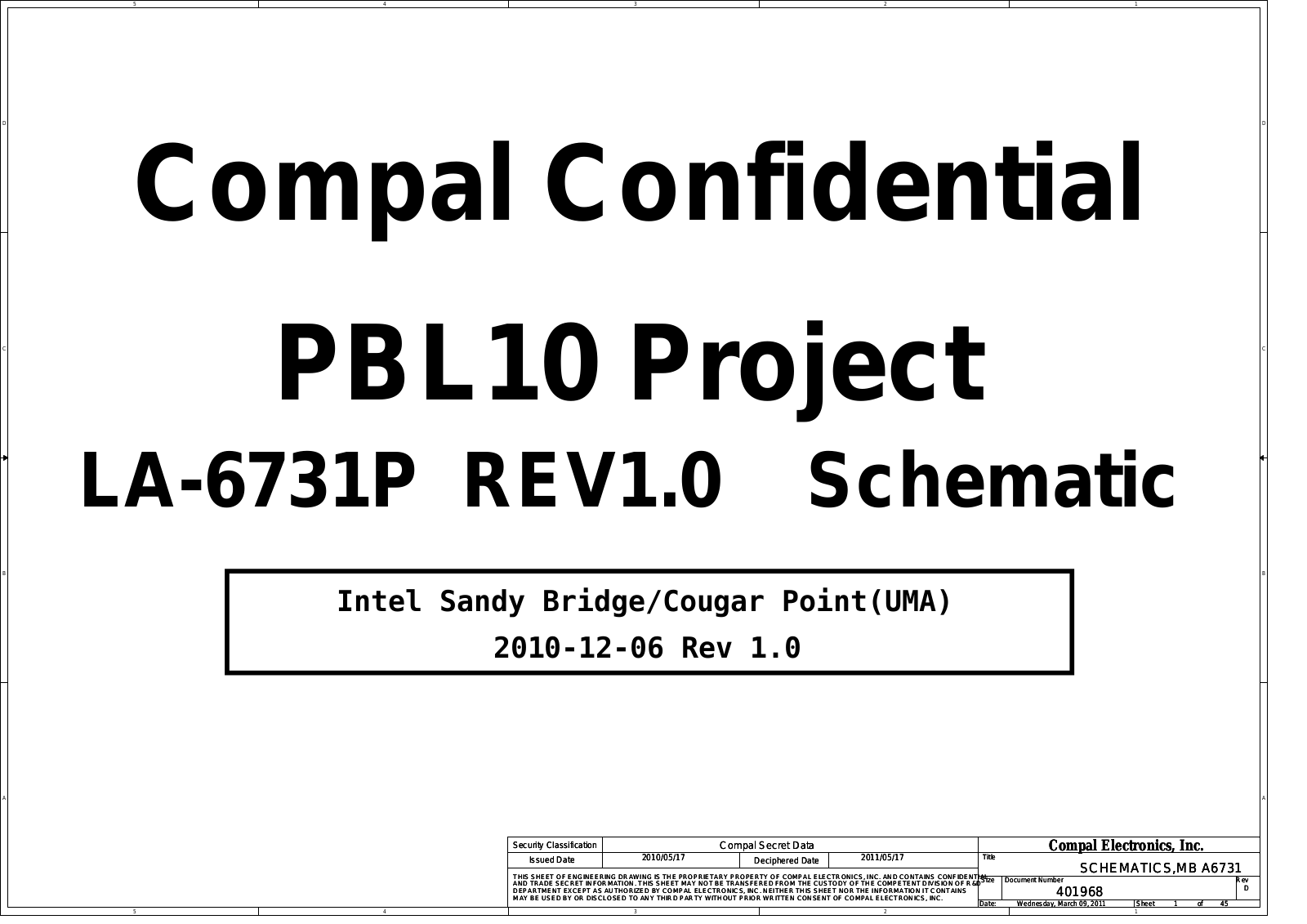 Compal LA-6731P PBL10, 14 [Office] (0143203), 14 [Office] (0147031) Schematic