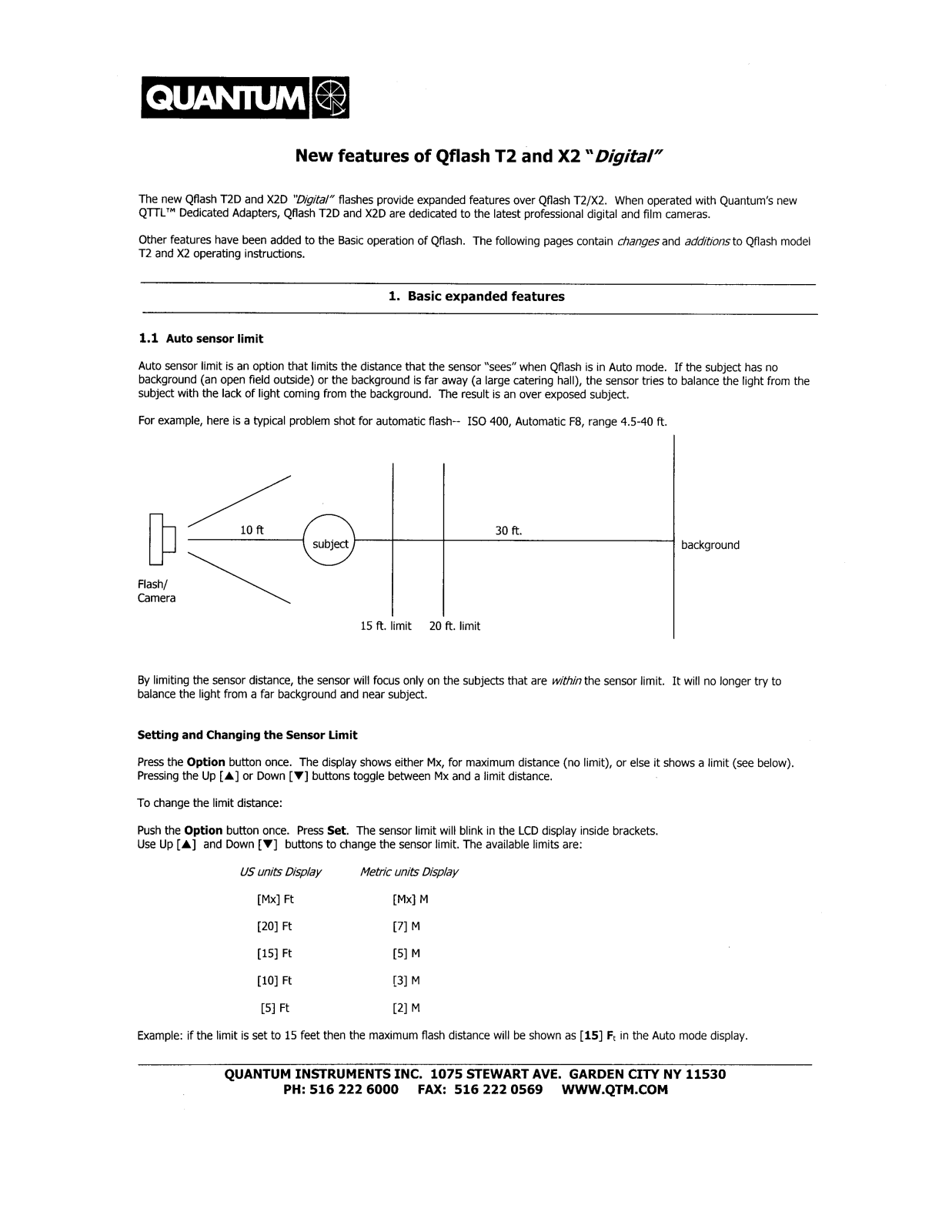 Quantum T2DX2D DIGITAL FEATURES User Manual