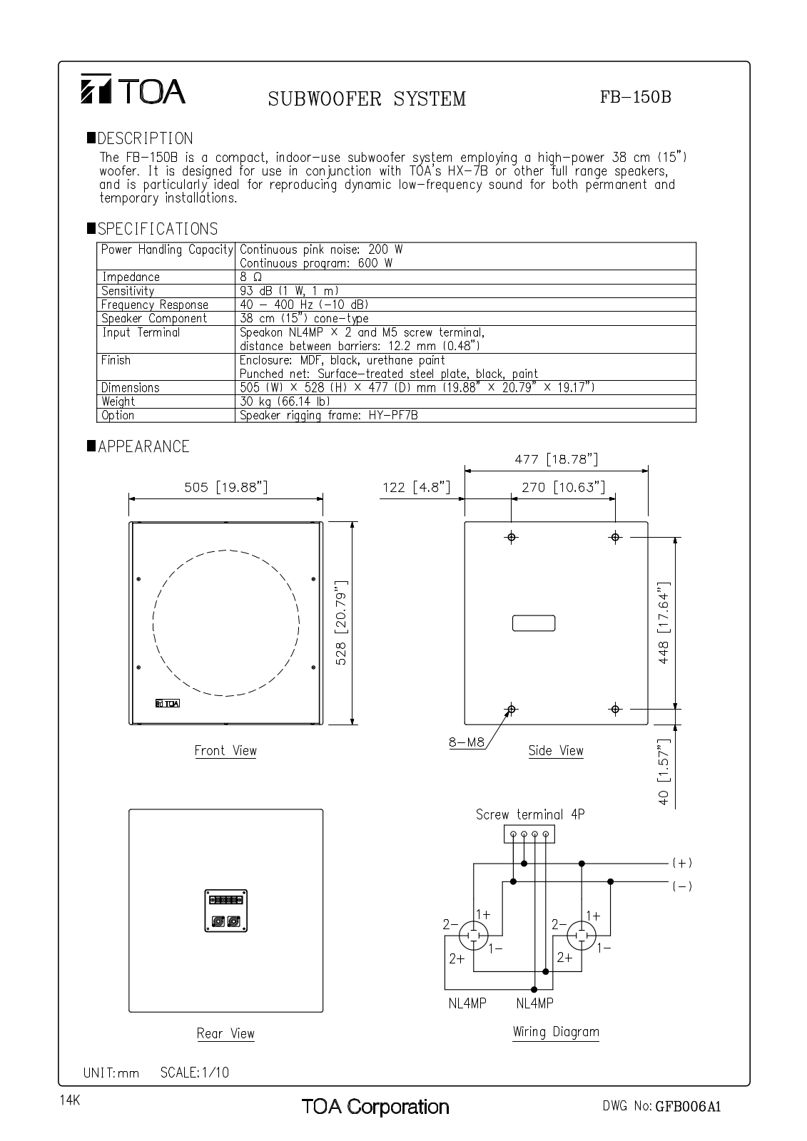 TOA FB-150 User Manual