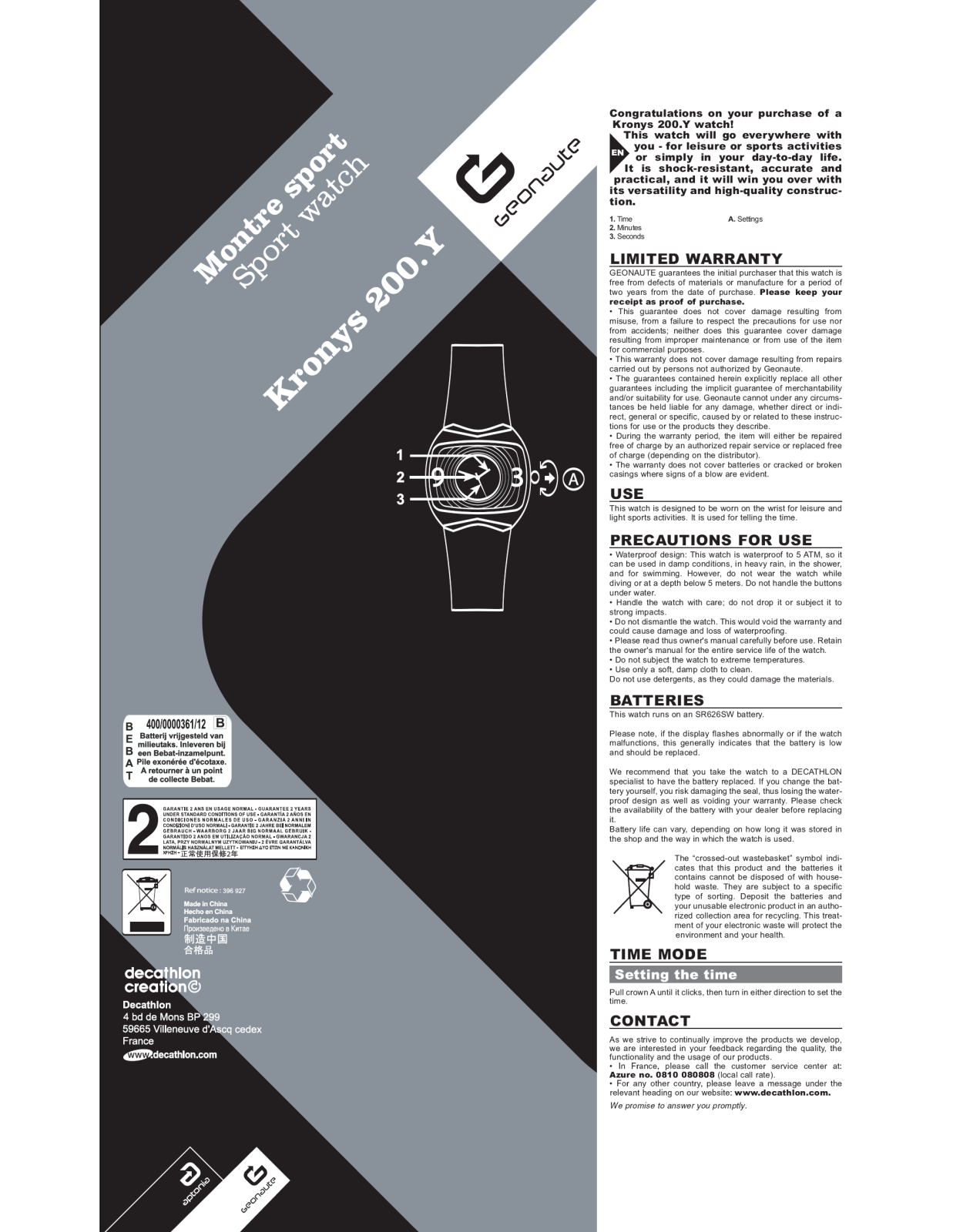 Geonaute KRONYS 200Y User Manual