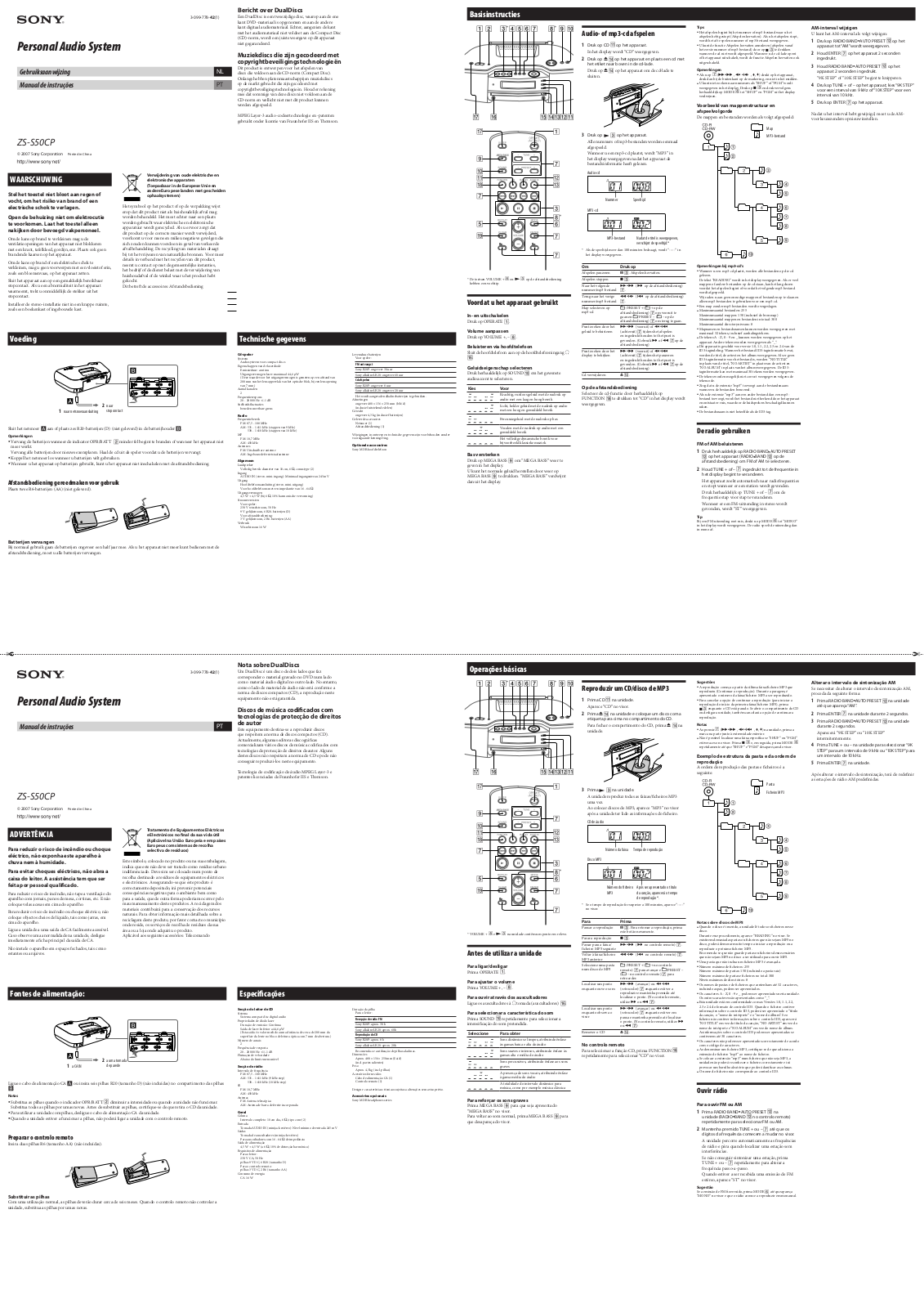 Sony ZS-S50CP User Manual