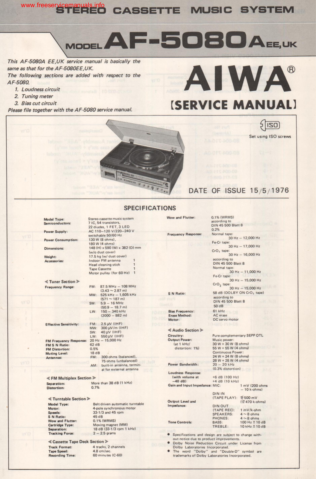 AIWA af-5080a-ee User Manual