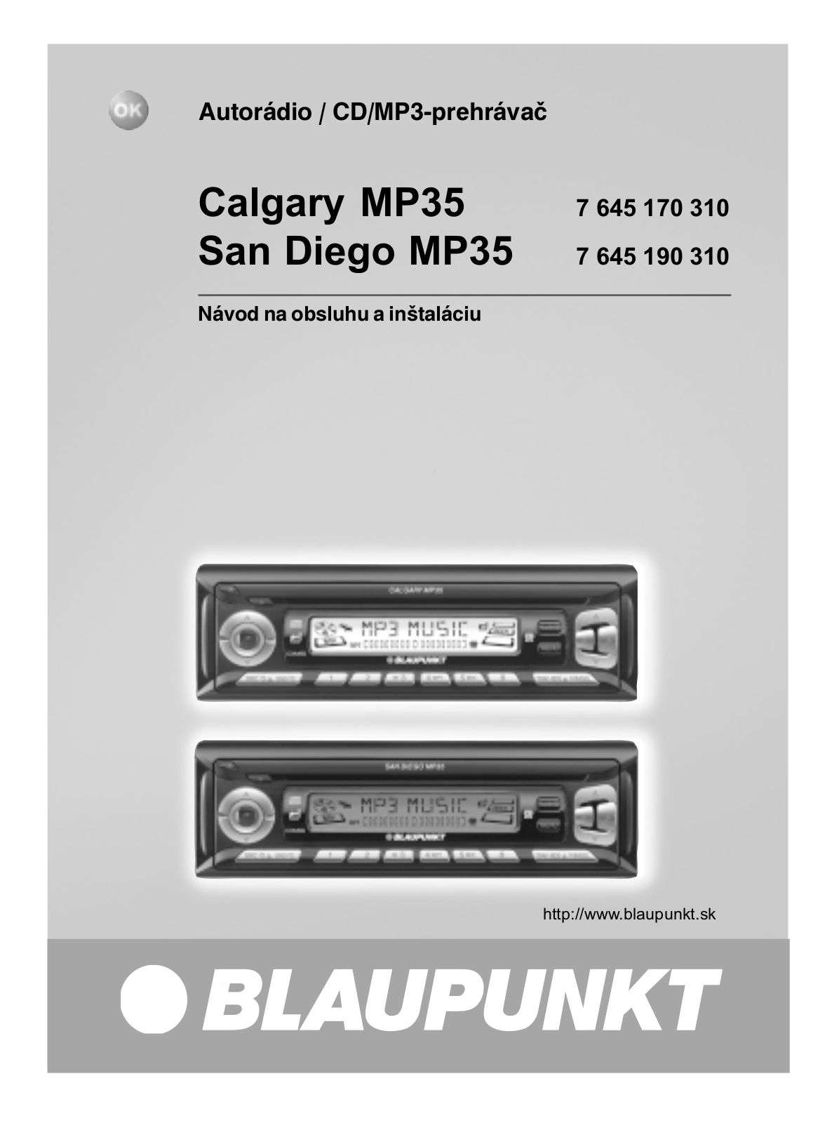 Blaupunkt CALGARY MP35, SAN DIEGO MP35 User Manual