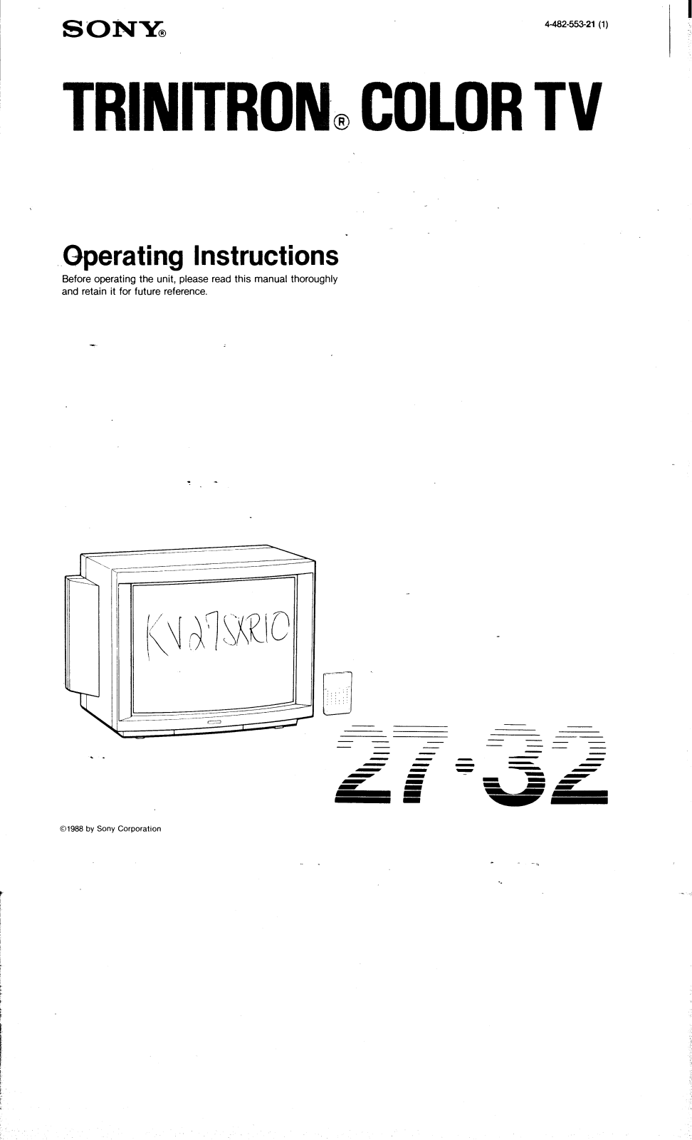 Sony KV-27SXR10 Operating Instructions