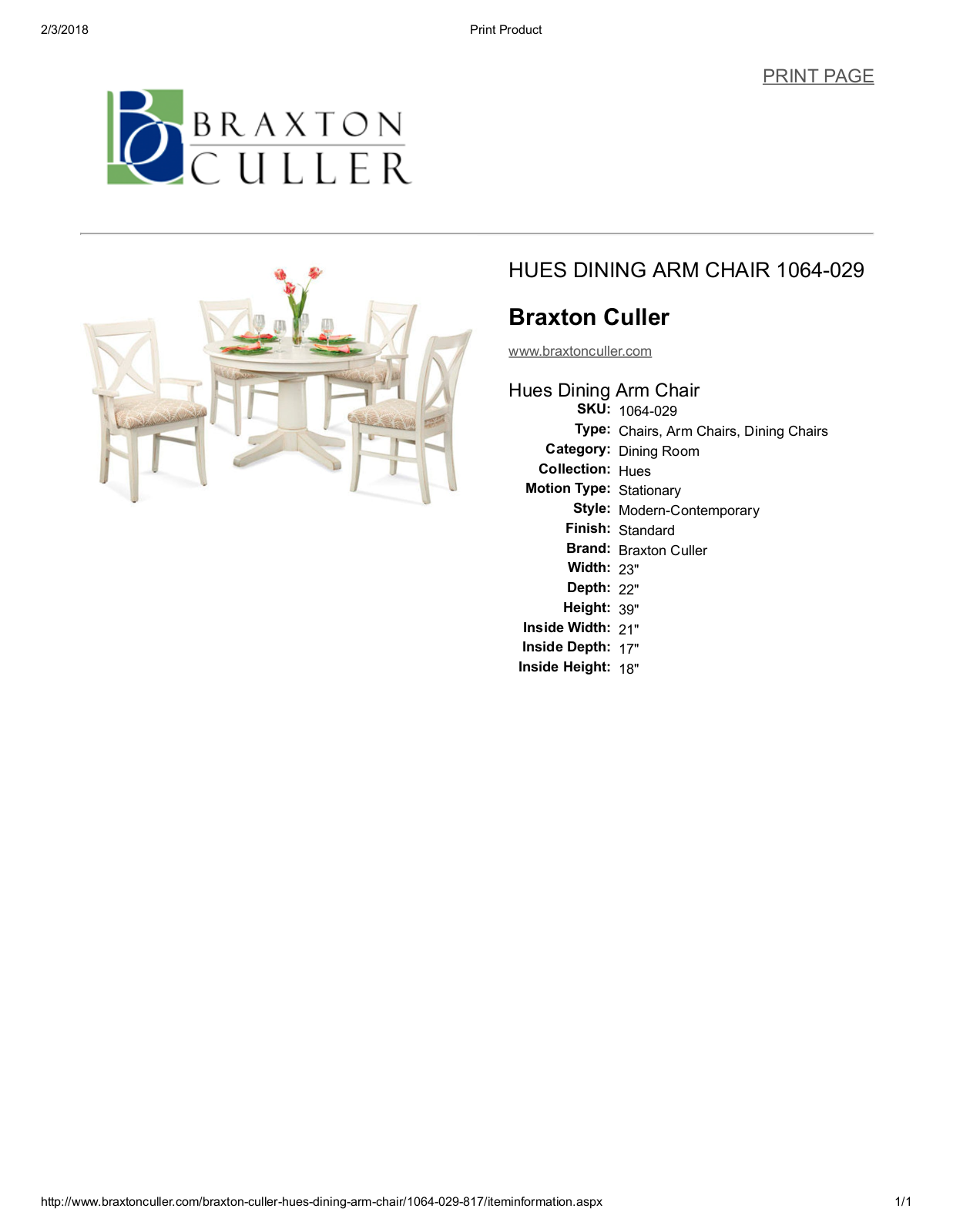 Braxton Culler BXCL1683 Specifications - ManualMachine.com