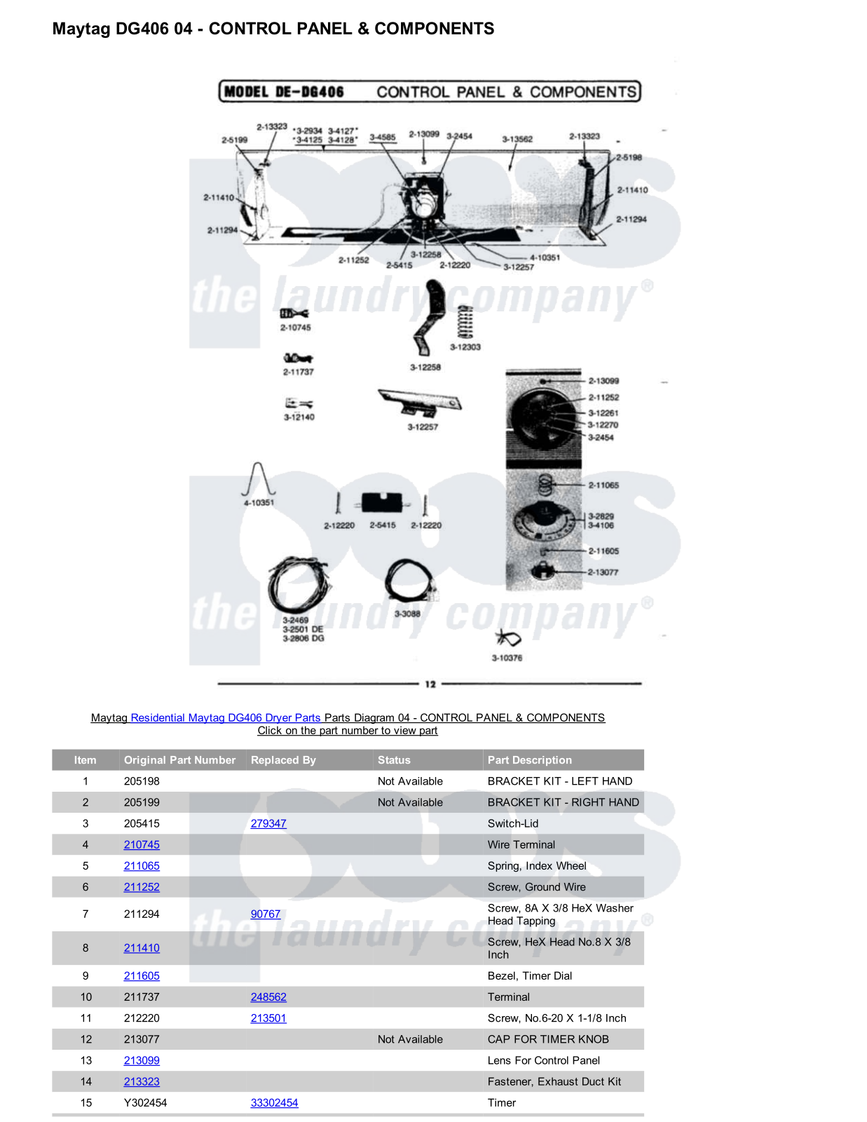 Maytag DG406 Parts Diagram