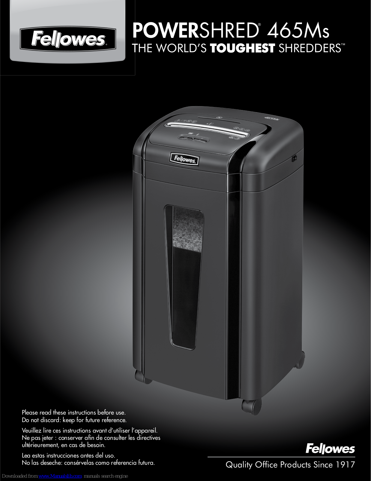 Fellowes POWERSHRED 465Ms, POWERSHRED 455Ms User Manual - ManualMachine.com