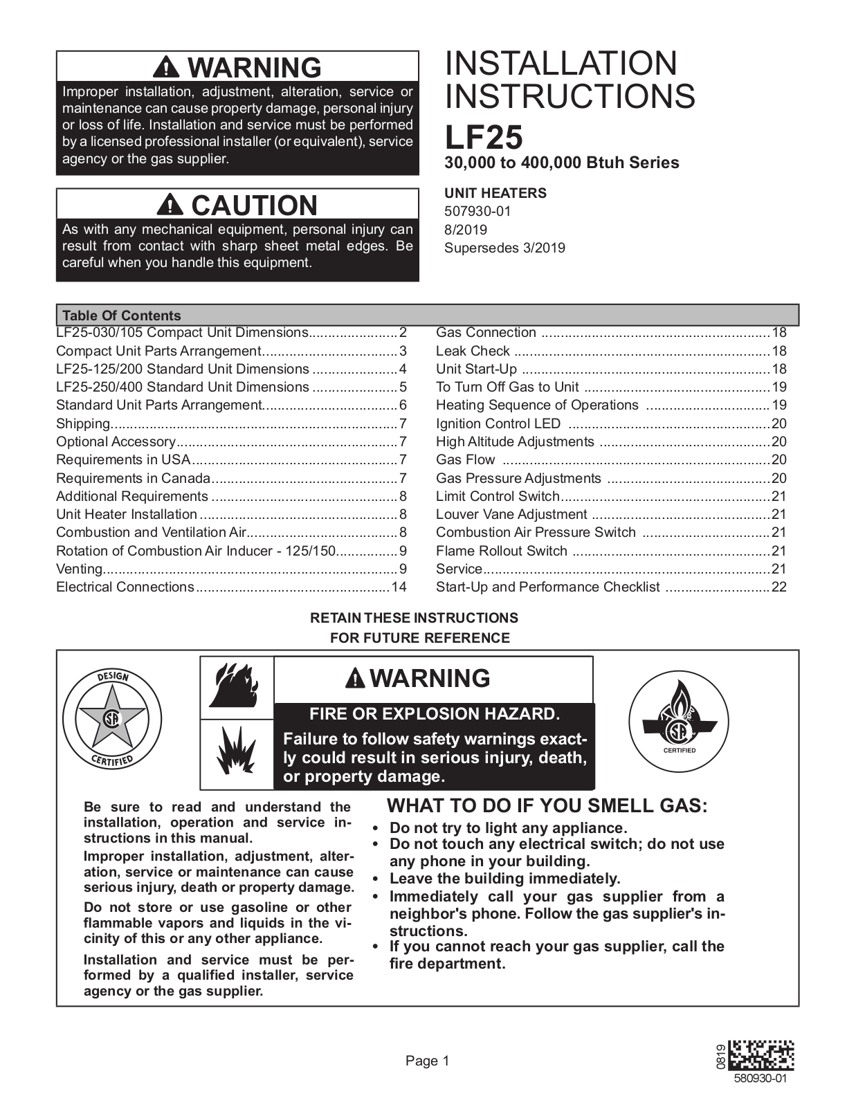 Lennox LF25 User Manual