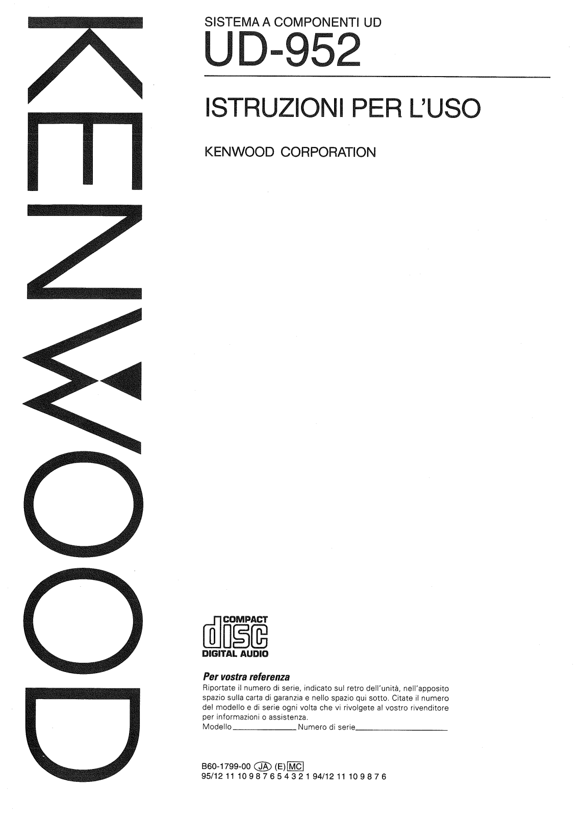 Kenwood UD-952 User Manual