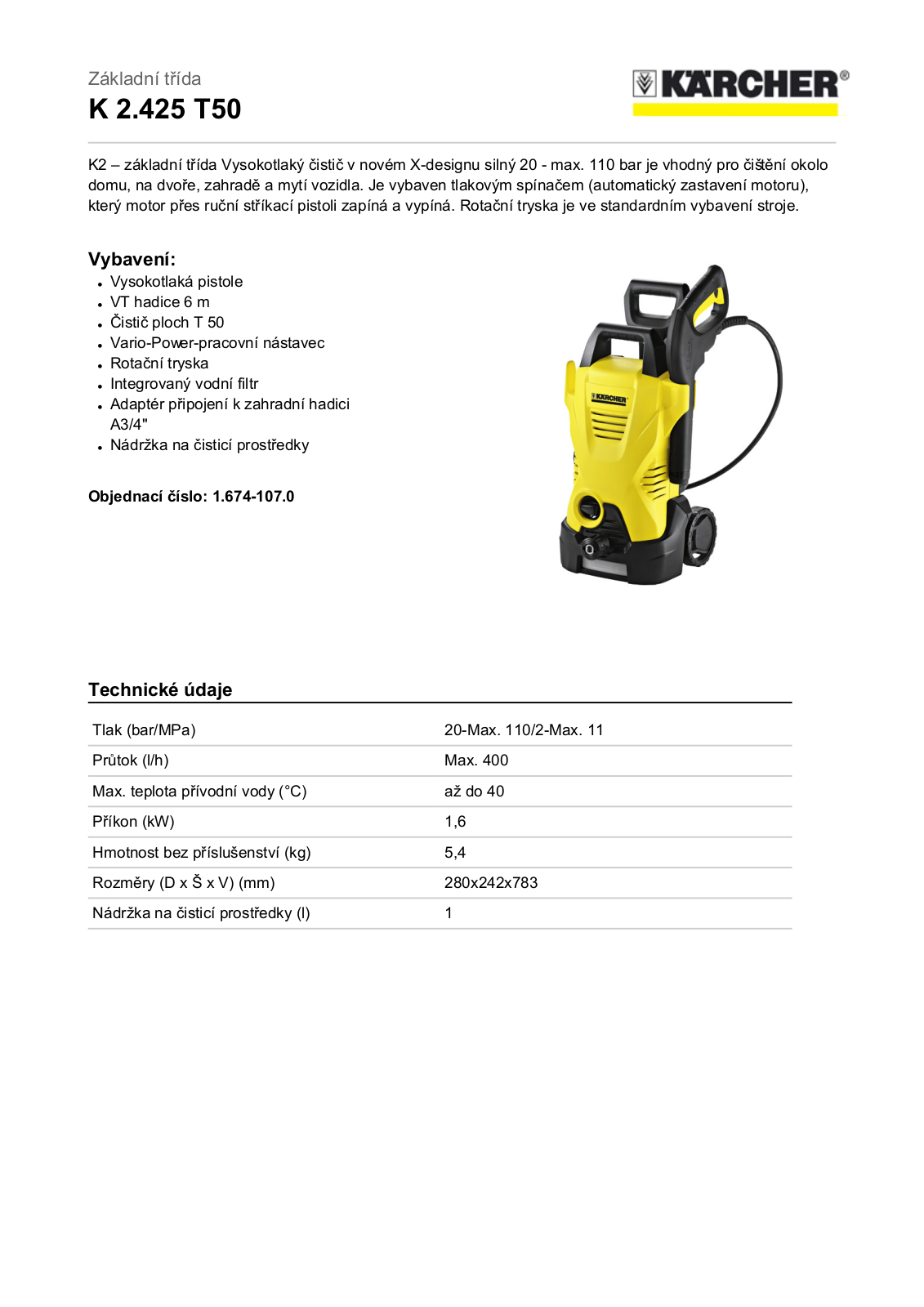 Kärcher K 2.425 + T50 User Manual