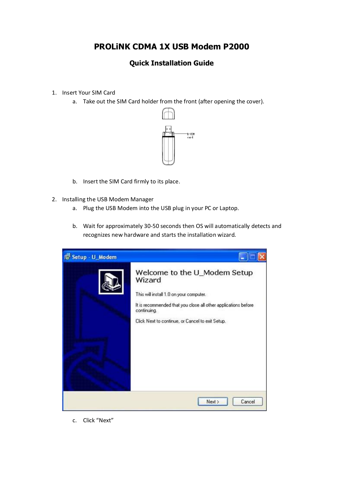 PROLiNK P2000 User Manual