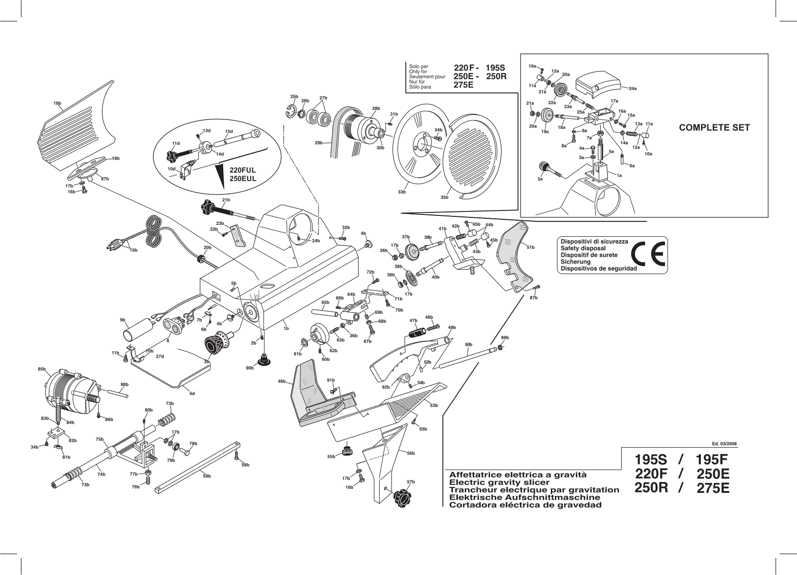 Omcan Food Machinery 250R Parts List