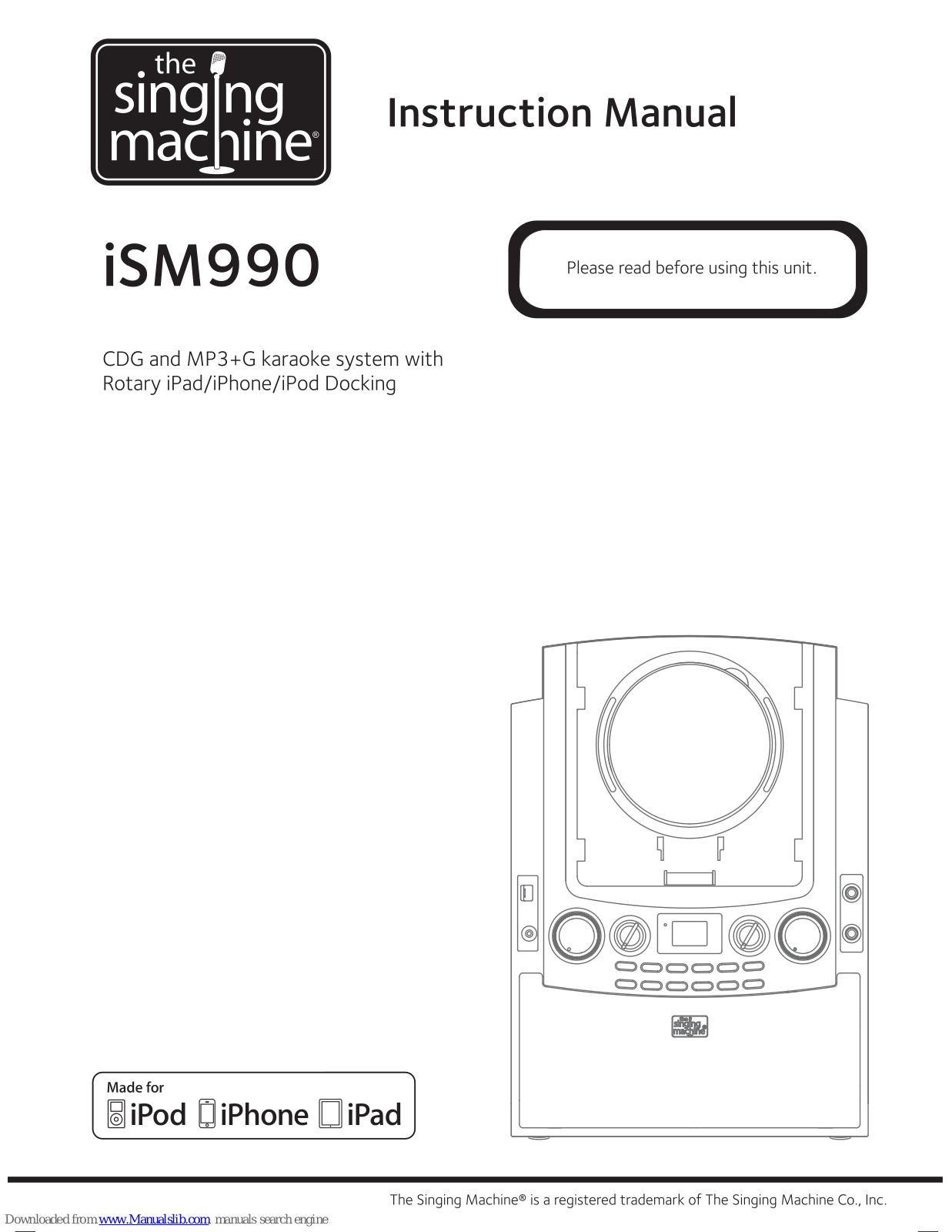 The Singing Machine iSM990 Instruction Manual