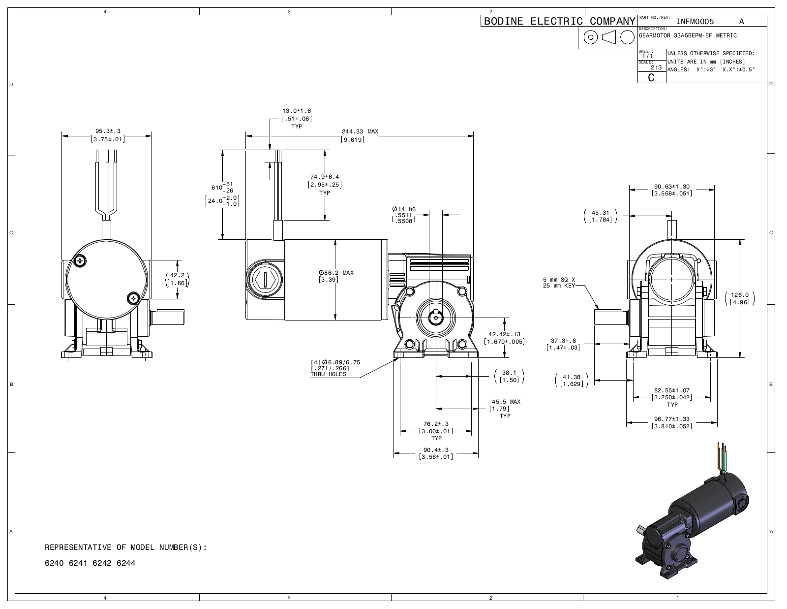 Bodine 6240, 6241, 6242, 6244 Reference Drawing