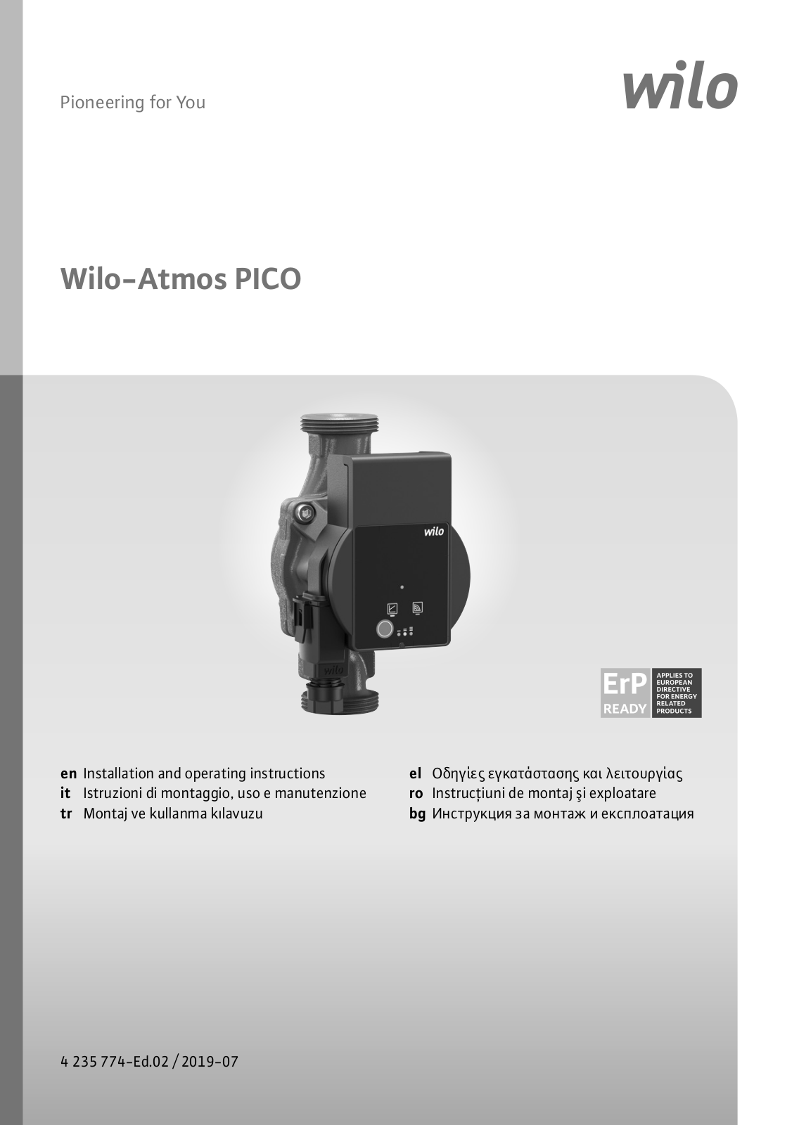 Wilo Atmos PICO Installation And Operating Instructions Manual